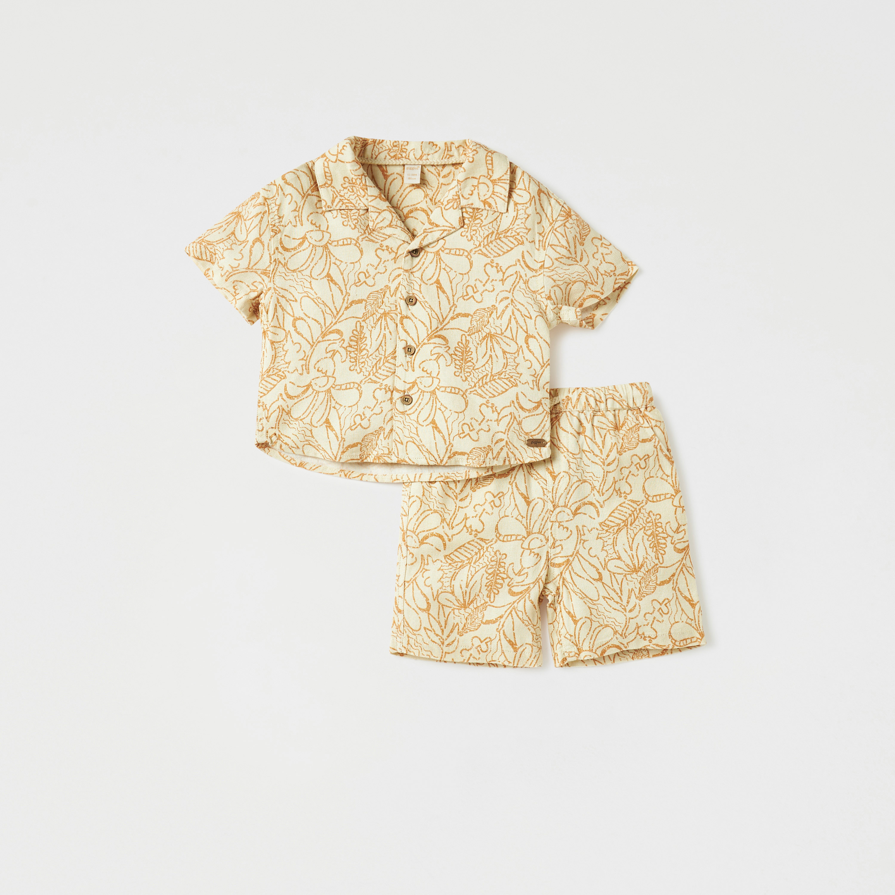 Giggles All-Over Floral Print Shirt and Shorts Set-baby-boys-clothing-setsandcoords-image-1