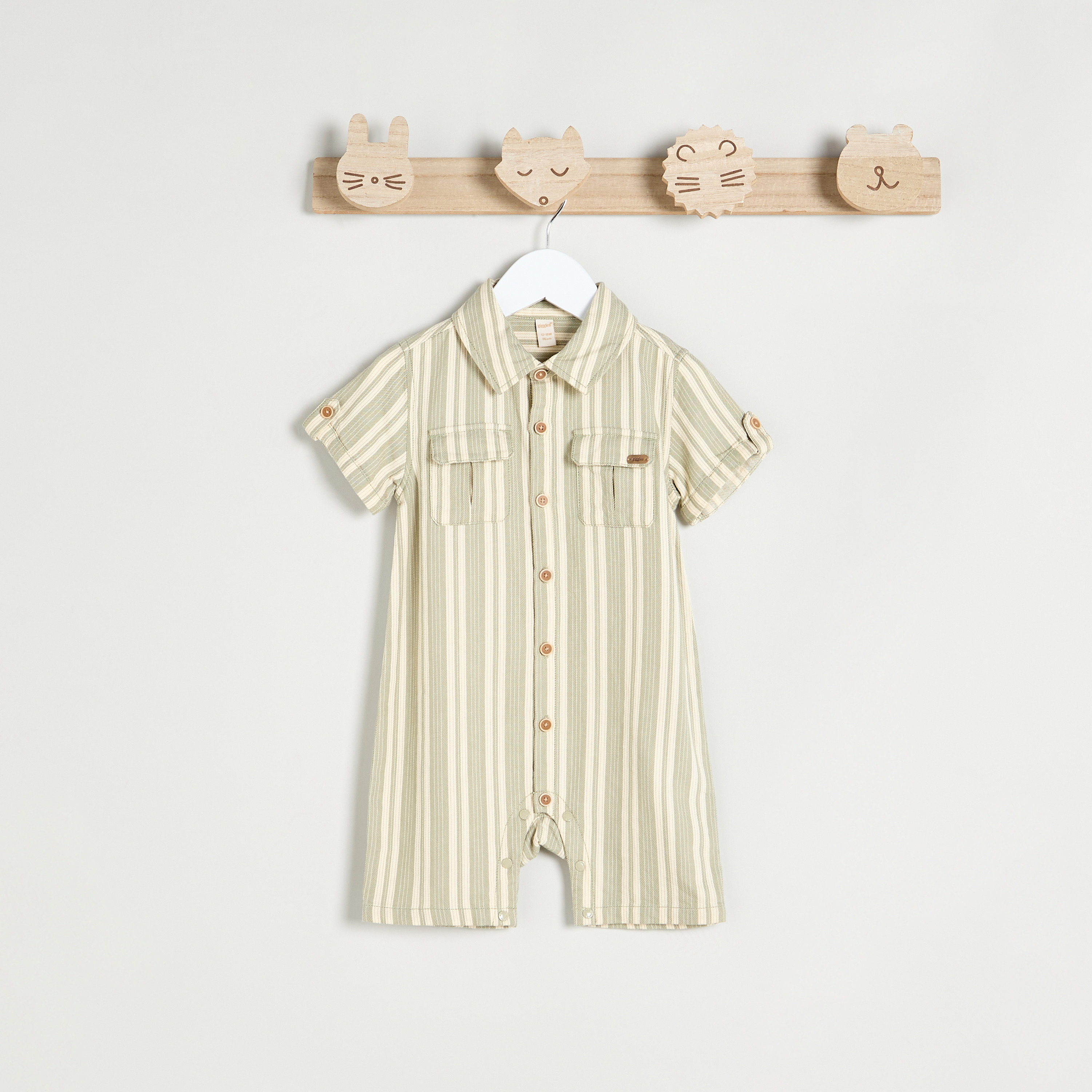 Giggles Striped Romper with Collar and Button Closure-baby-boys-clothing-rompers-image-1