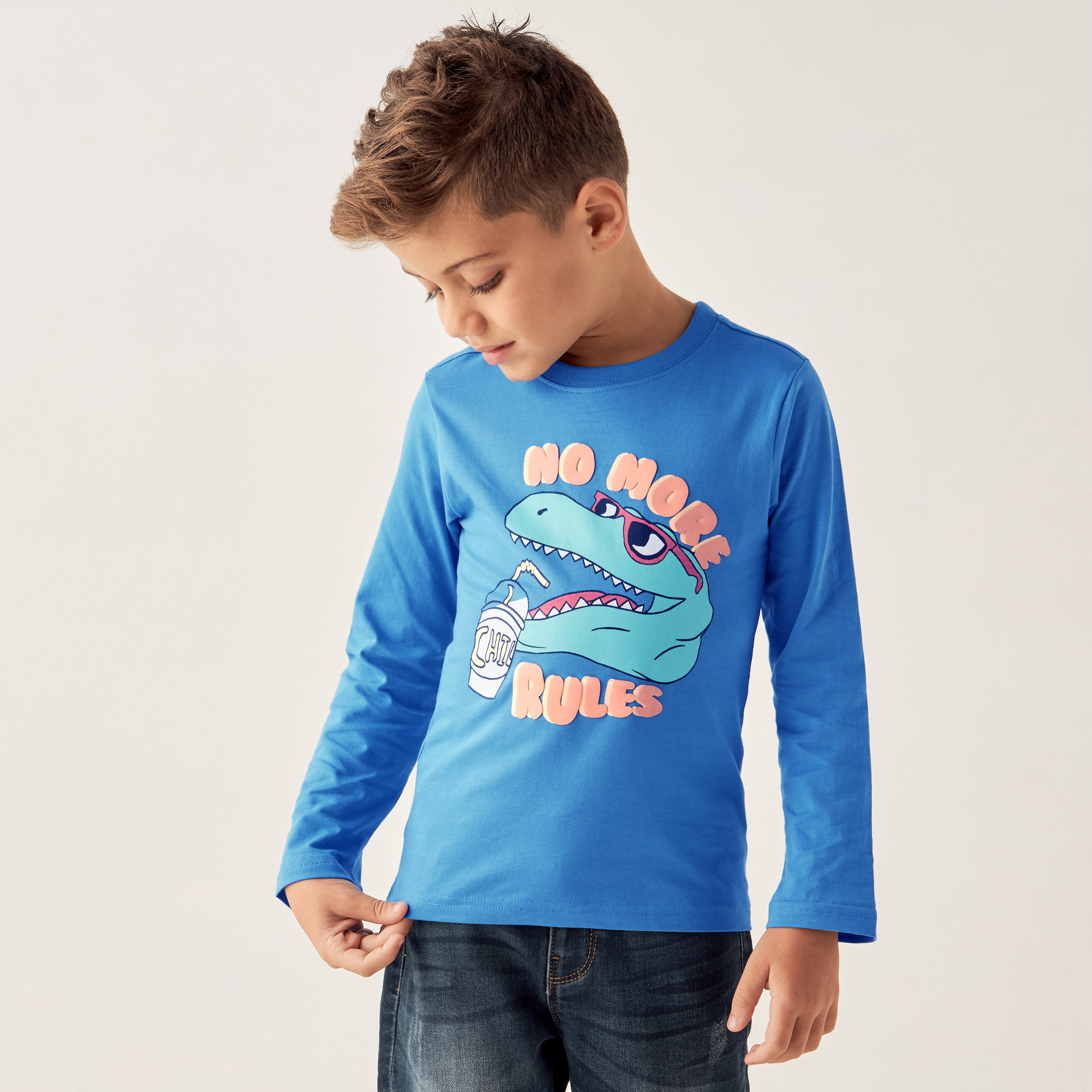 Buy Juniors Crocodile Print T-shirt with Long Sleeves Online