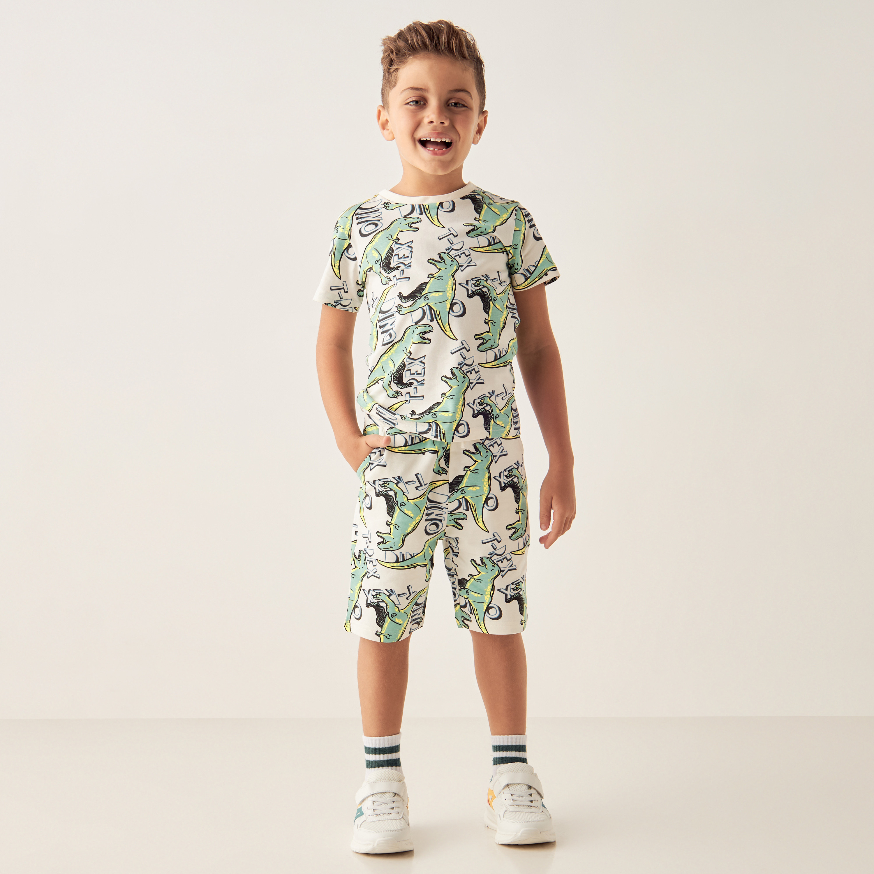 Juniors All-Over Dinosaur Print T-shirt with Short Sleeves and Round Neck-boys-clothing-tshirtsandpolos-image-2