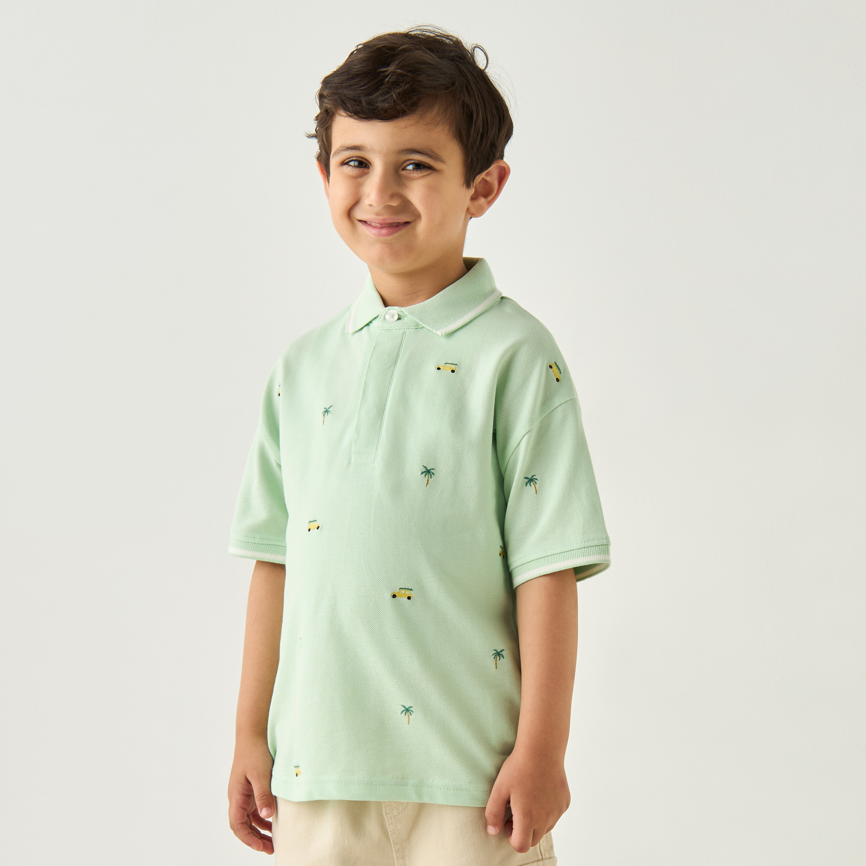 تيشيرت بولو مطرز بأكمام قصيرة من جونيورز-boys-clothing-tshirtsandpolos-image-1