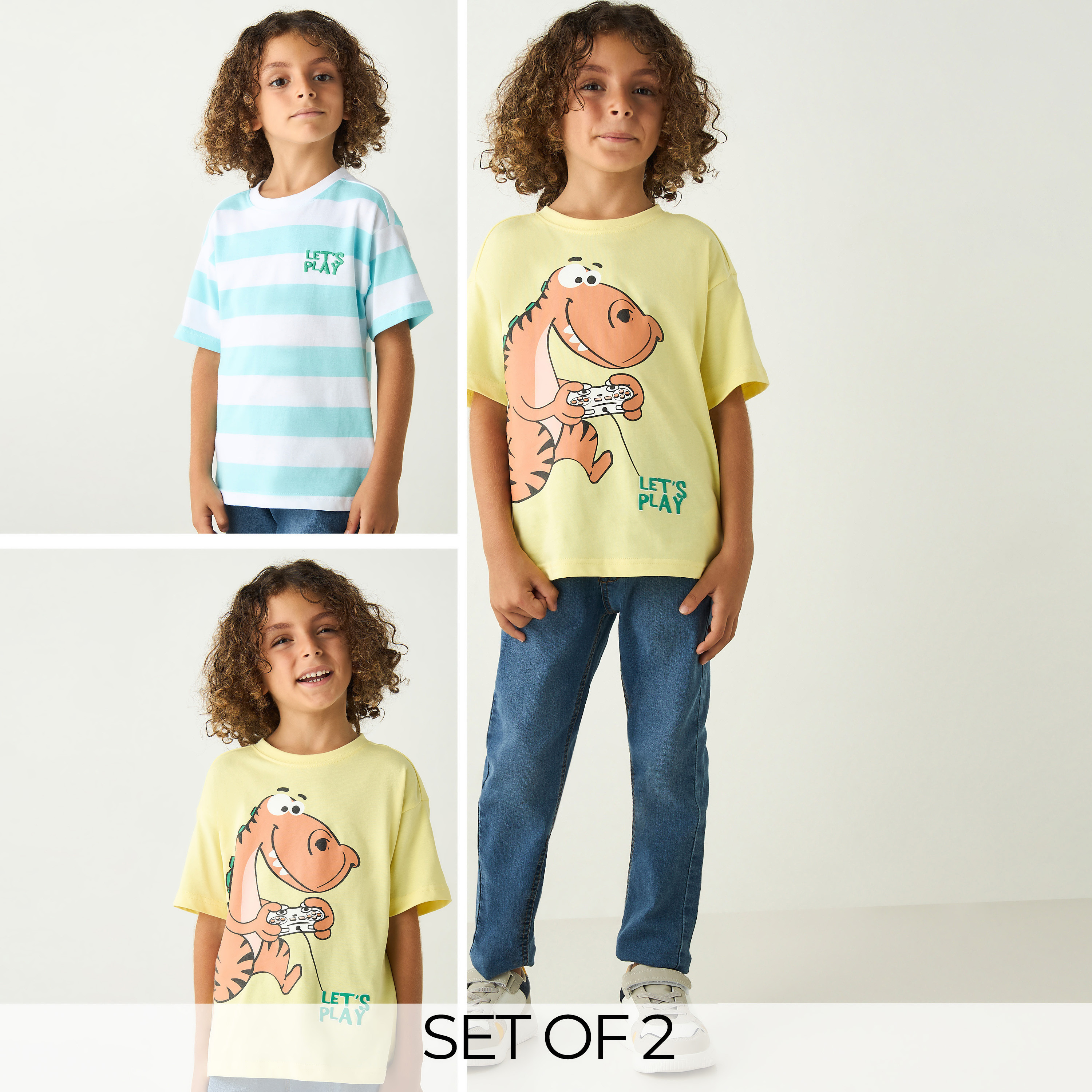 Juniors Printed T-shirt with Short Sleeves - Set of 2-baby-boys-clothing-multipacks-image-1