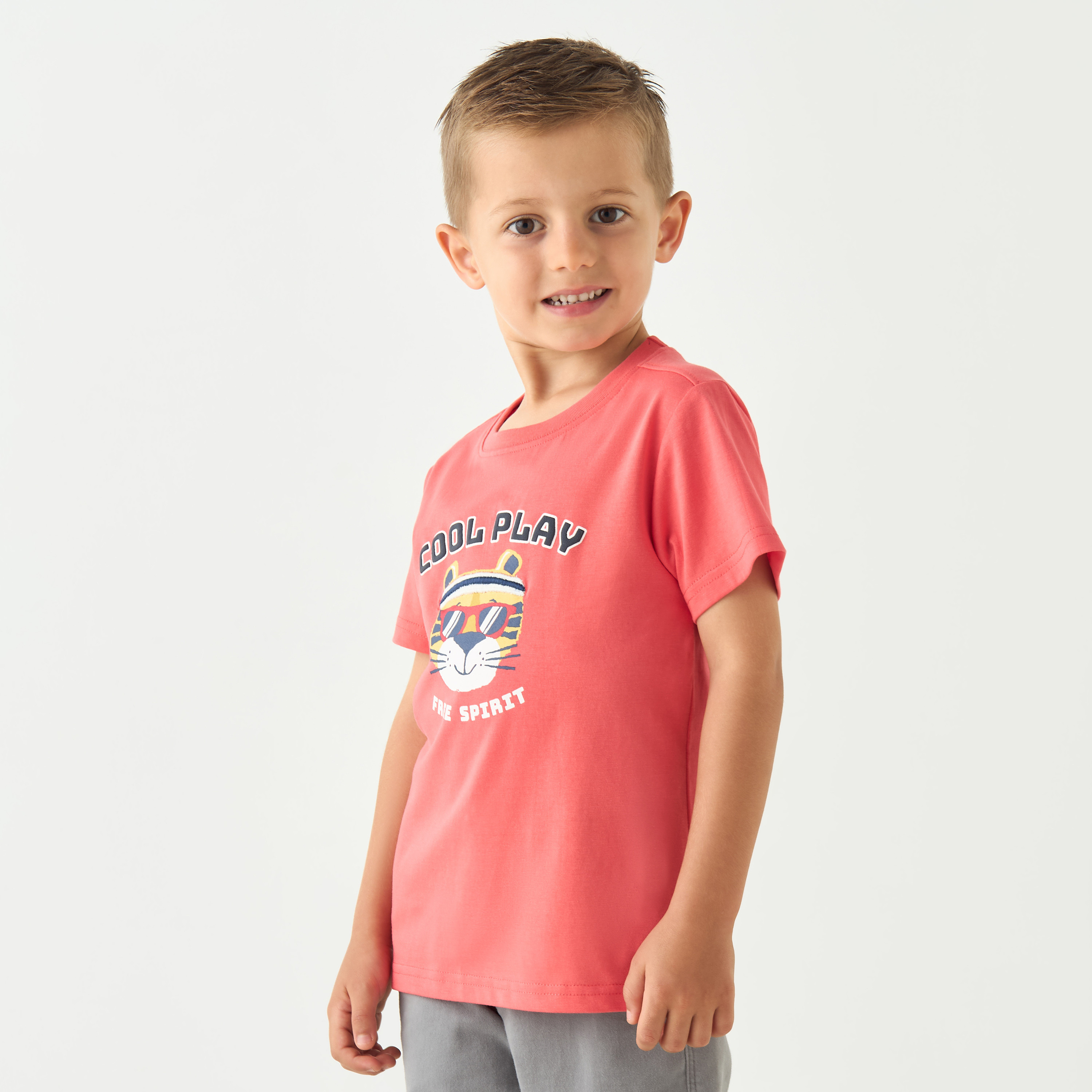 Juniors Printed Crew Neck T-shirt with Short Sleeves  - Set of 2-baby-boys-clothing-multipacks-image-2