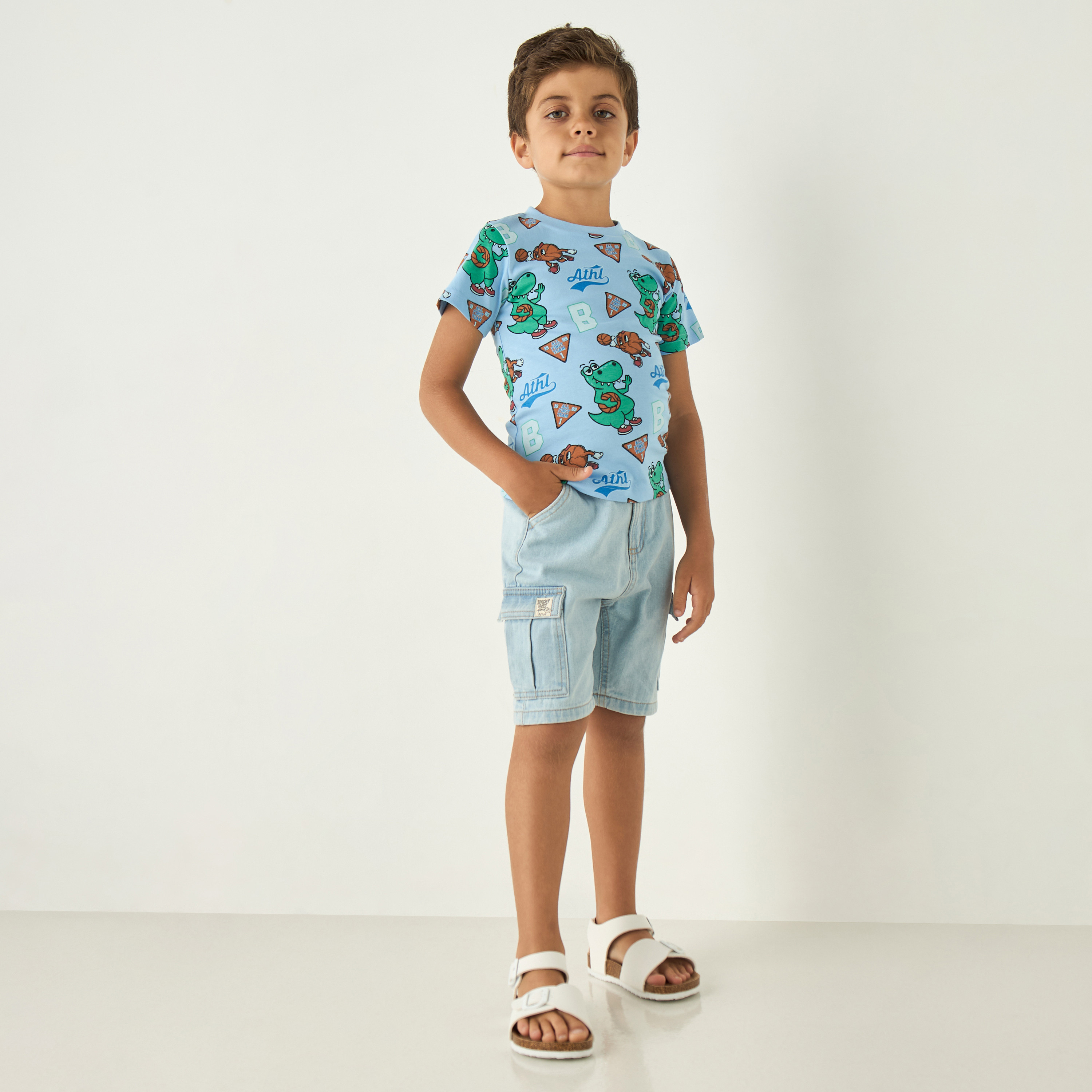 Juniors Printed Crew Neck T-shirt with Short Sleeves - Set of 2-baby-boys-clothing-multipacks-image-2
