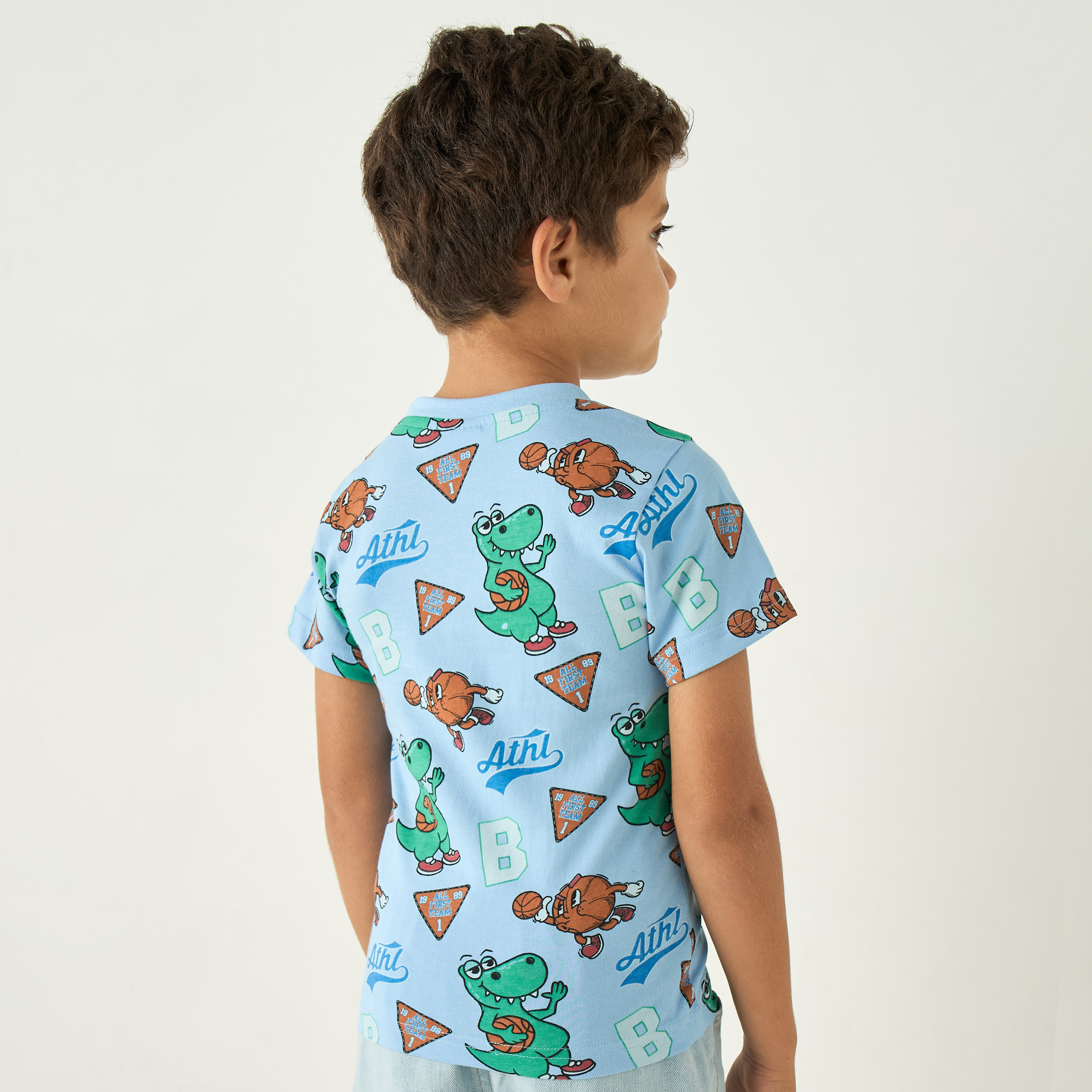 Juniors Printed Crew Neck T-shirt with Short Sleeves - Set of 2-baby-boys-clothing-multipacks-image-3