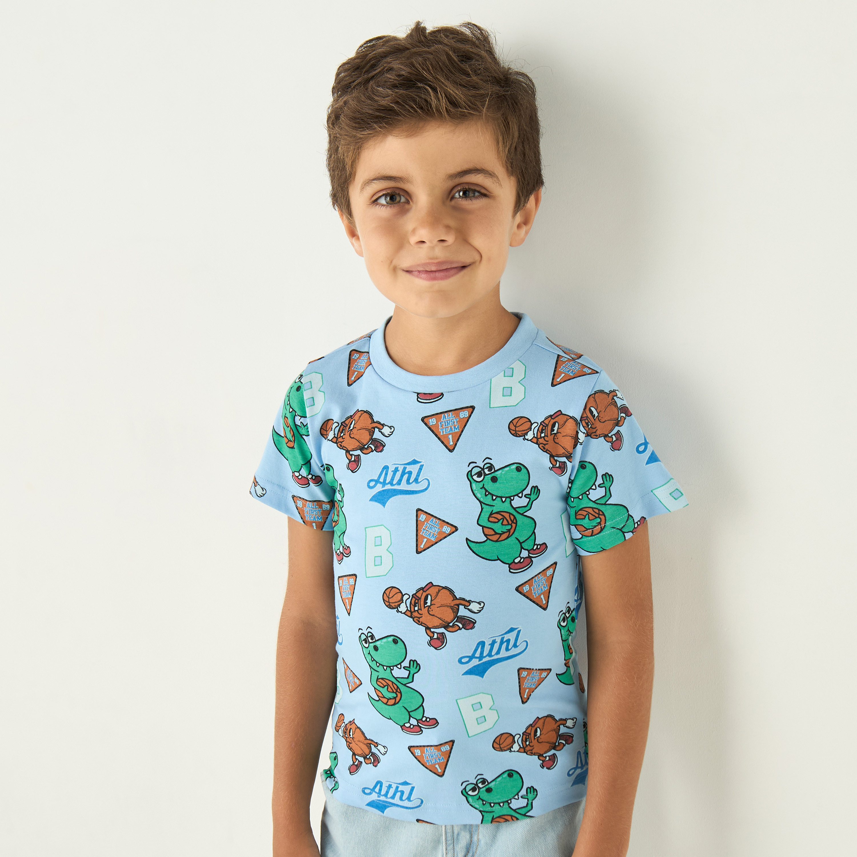 Juniors Printed Crew Neck T-shirt with Short Sleeves - Set of 2-baby-boys-clothing-multipacks-image-6