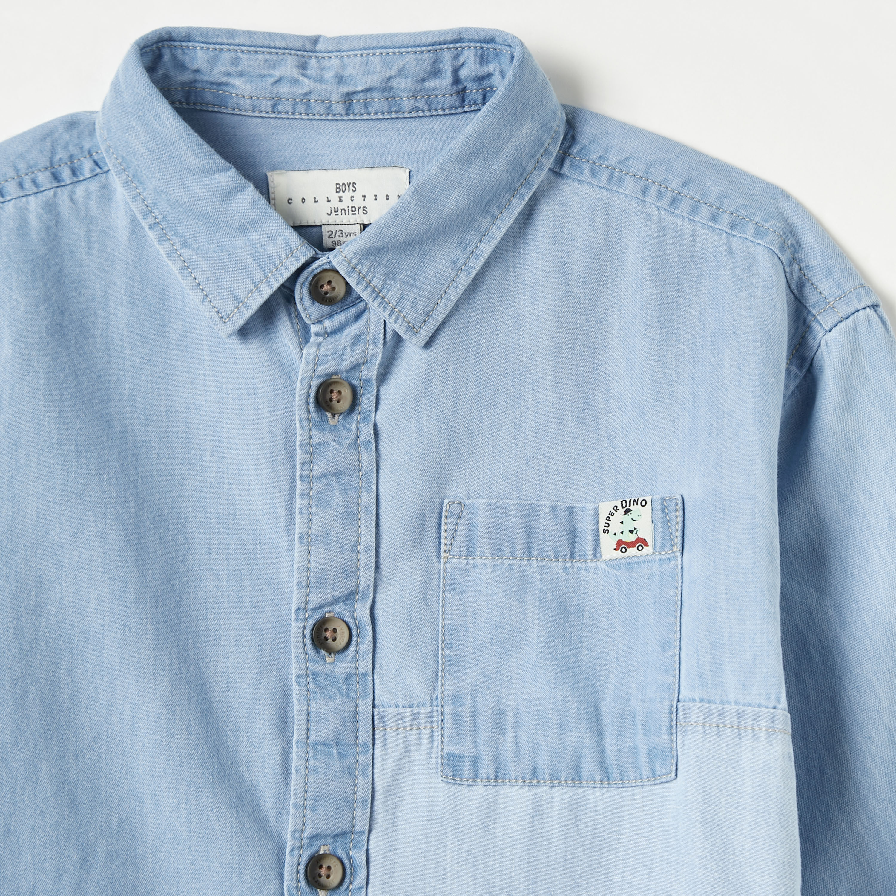 Juniors Solid Denim Shirt-boys-clothing-shirts-image-2