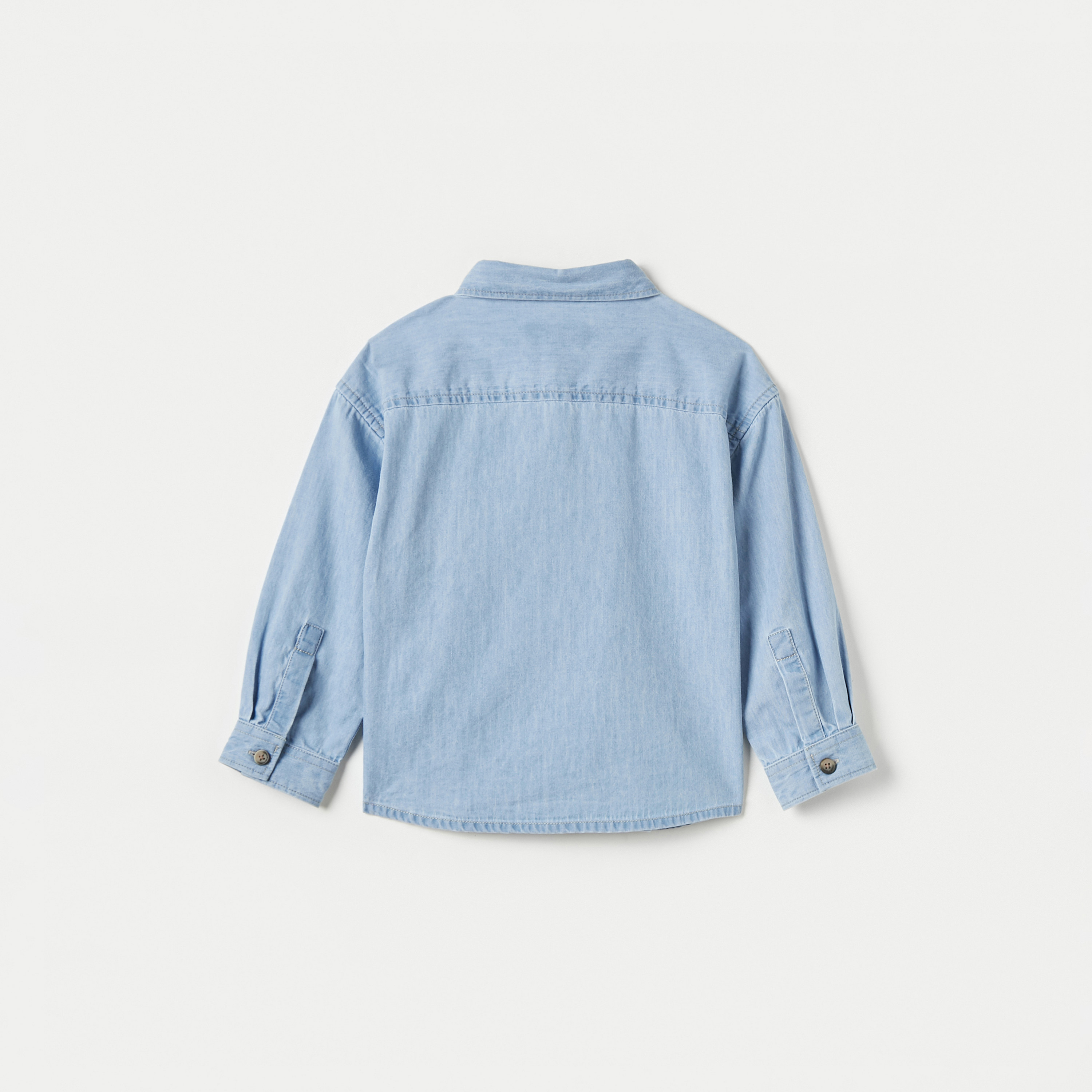 Juniors Solid Denim Shirt-boys-clothing-shirts-image-3