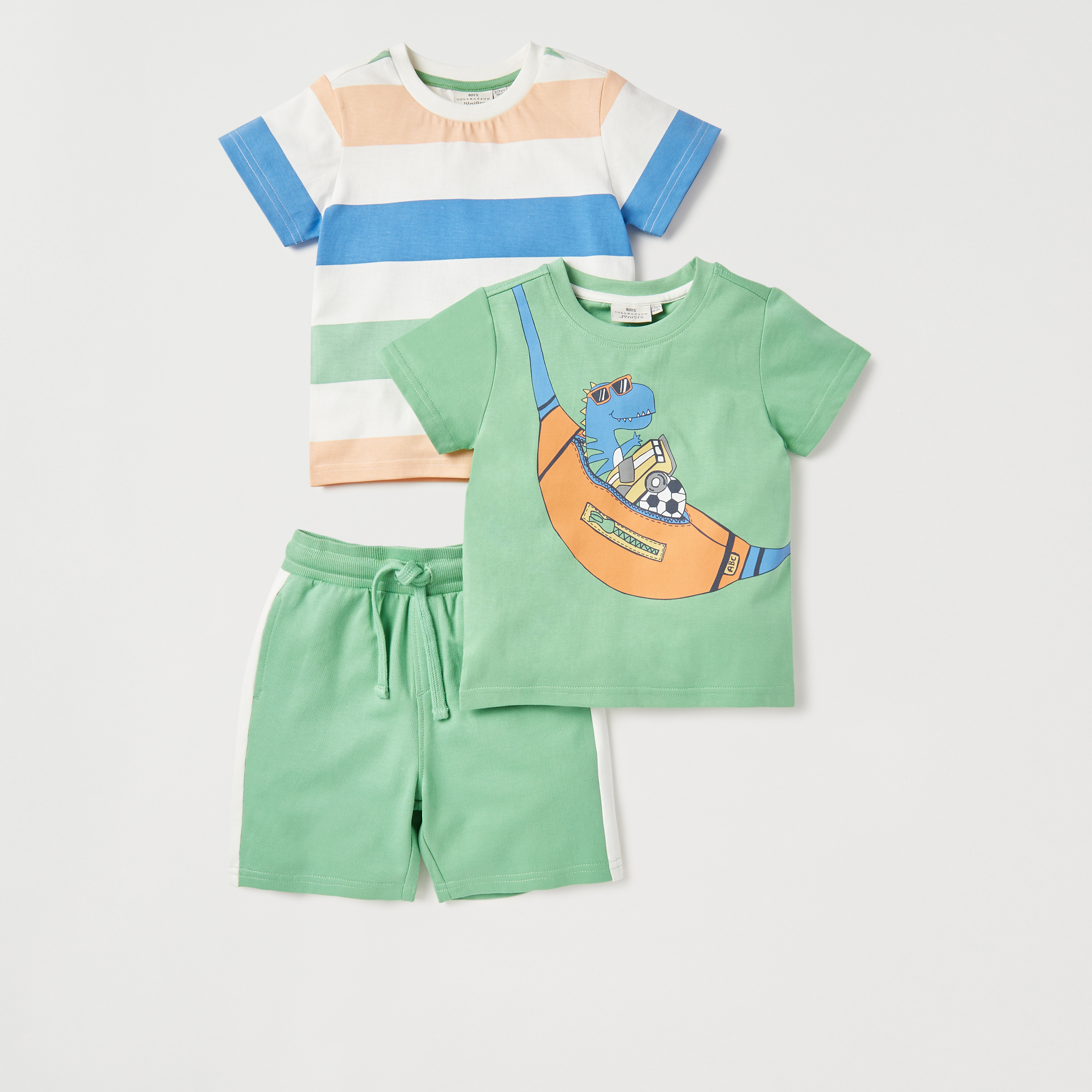 Juniors 3-Piece Dinosaur Print T-shirts and Shorts Set-boys-clothing-setsandcoords-image-1