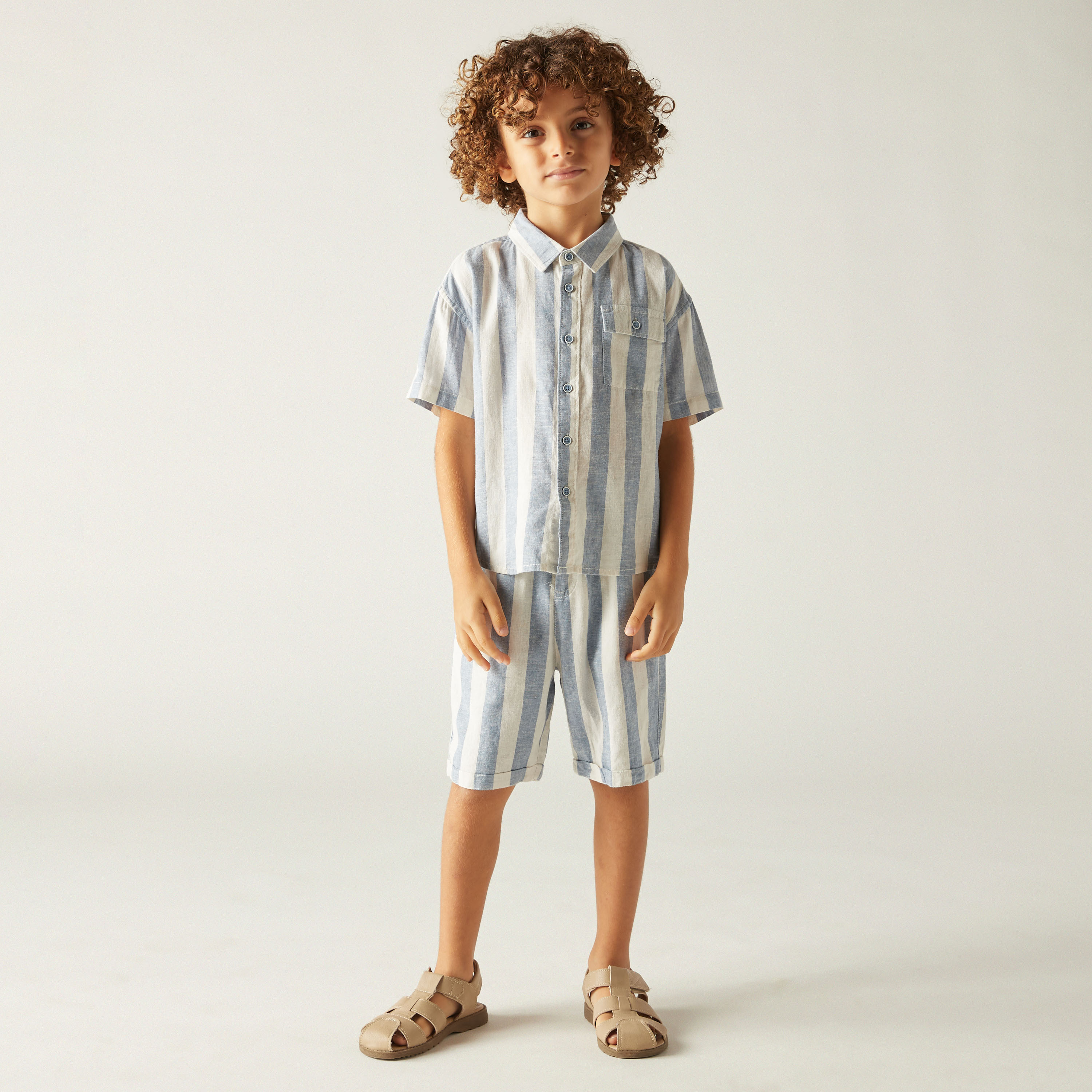 طقم قميص مخطط وشورت من جونيورز-boys-clothing-setsandcoords-image-1