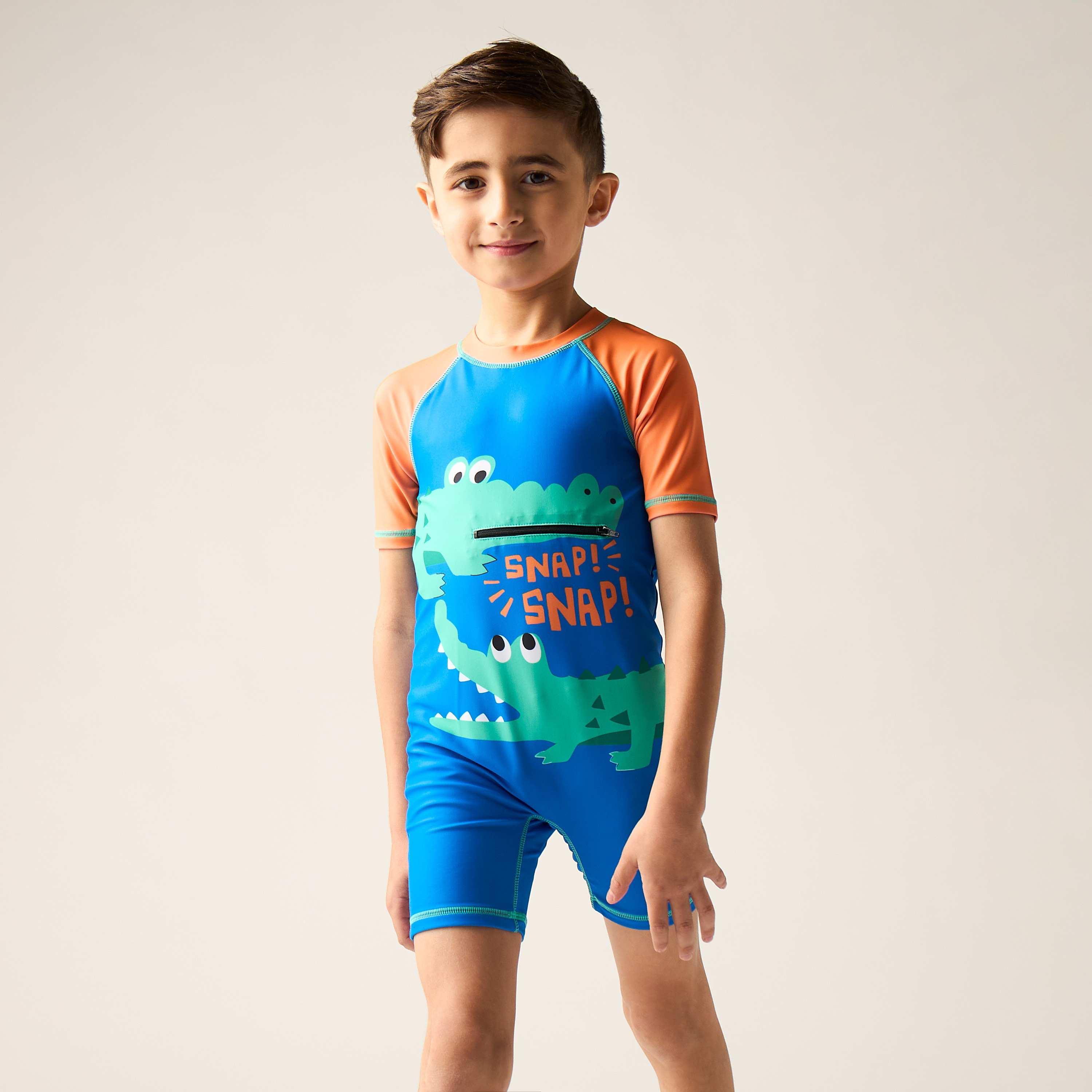 Buy Juniors Alligator Print Swimsuit with Zip Closure Online