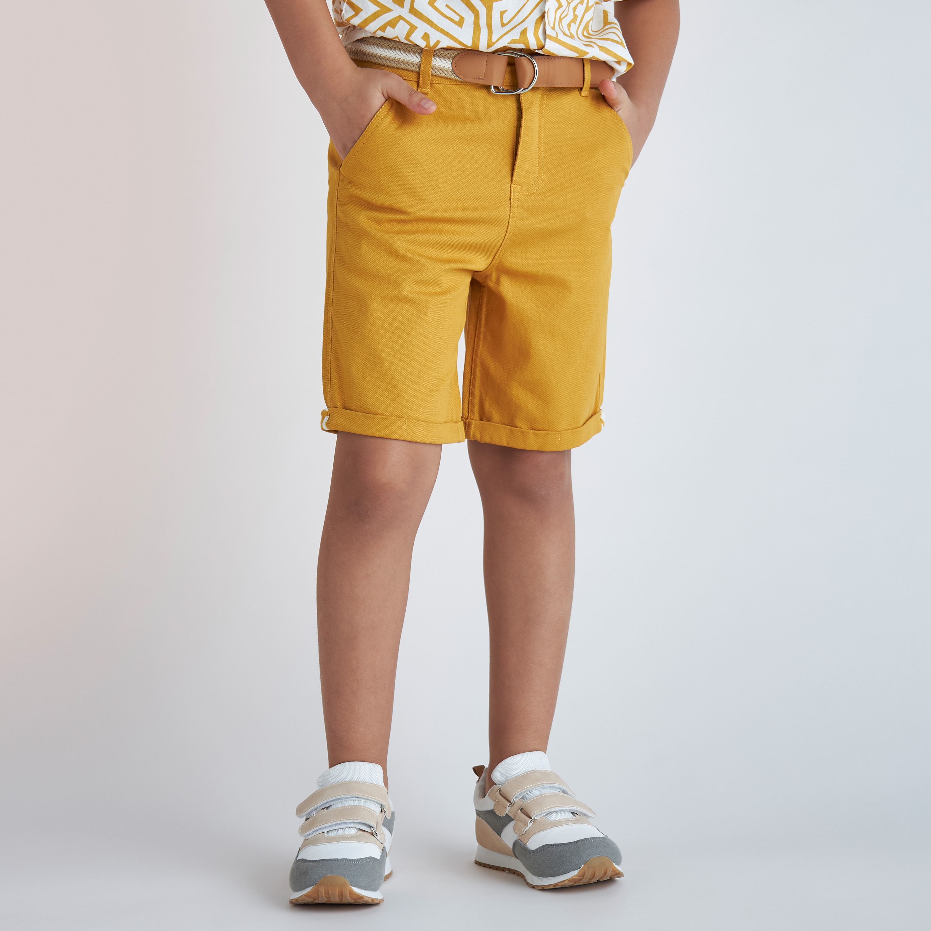 Juniors Solid Shorts with Pockets and Button Closure-baby-boys-clothing-bottoms-shorts-image-1
