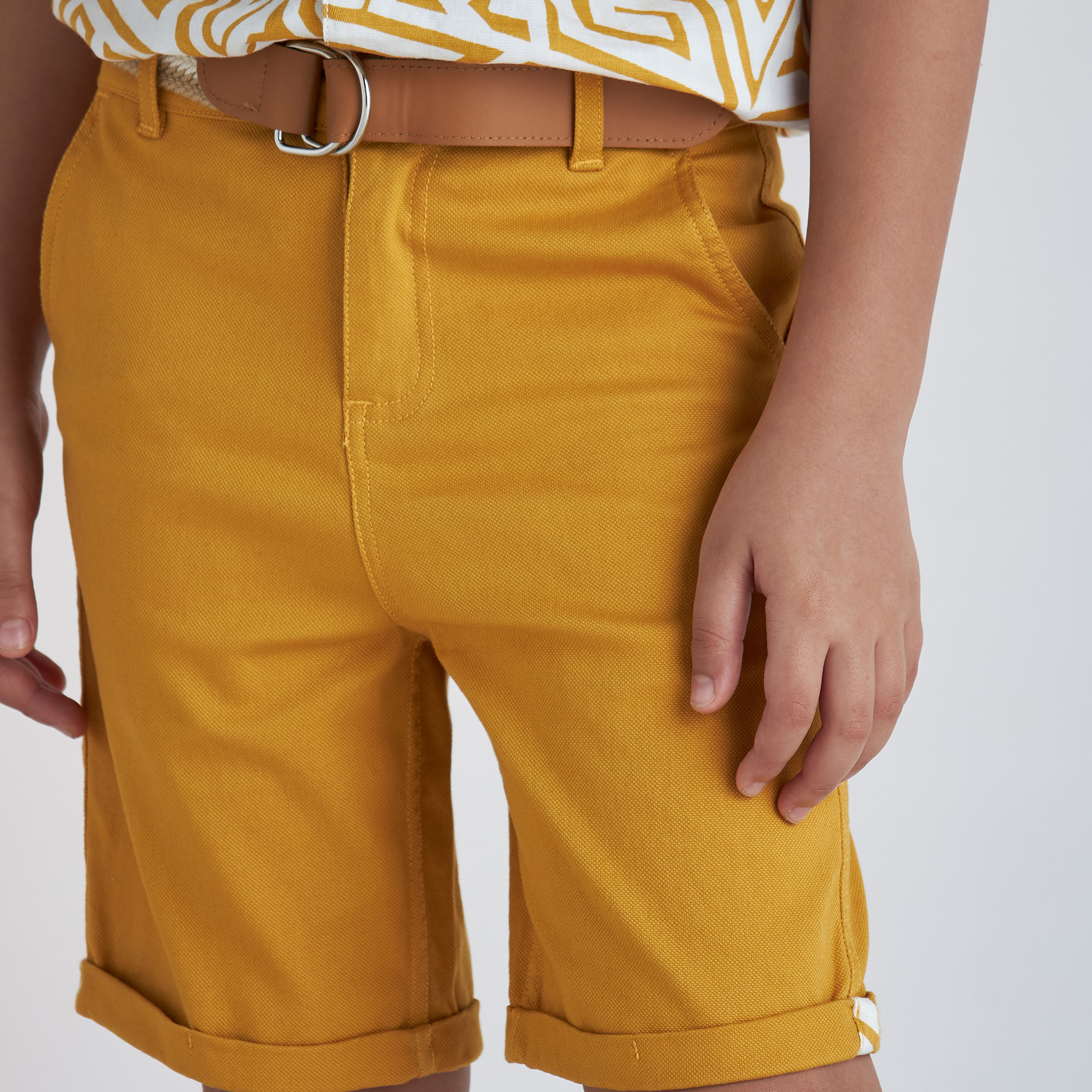 Juniors Solid Shorts with Pockets and Button Closure-baby-boys-clothing-bottoms-shorts-image-4