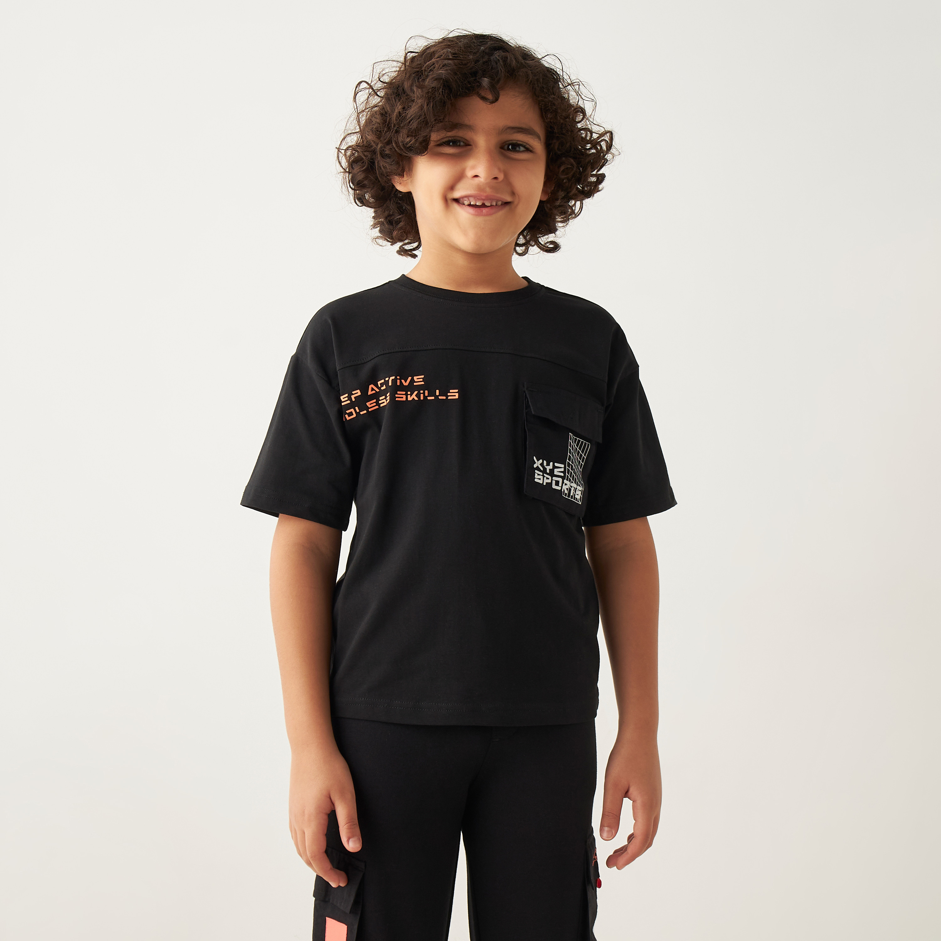 XYZ Printed T-shirt with Round Neck-sports-boys-clothing-tops-image-1