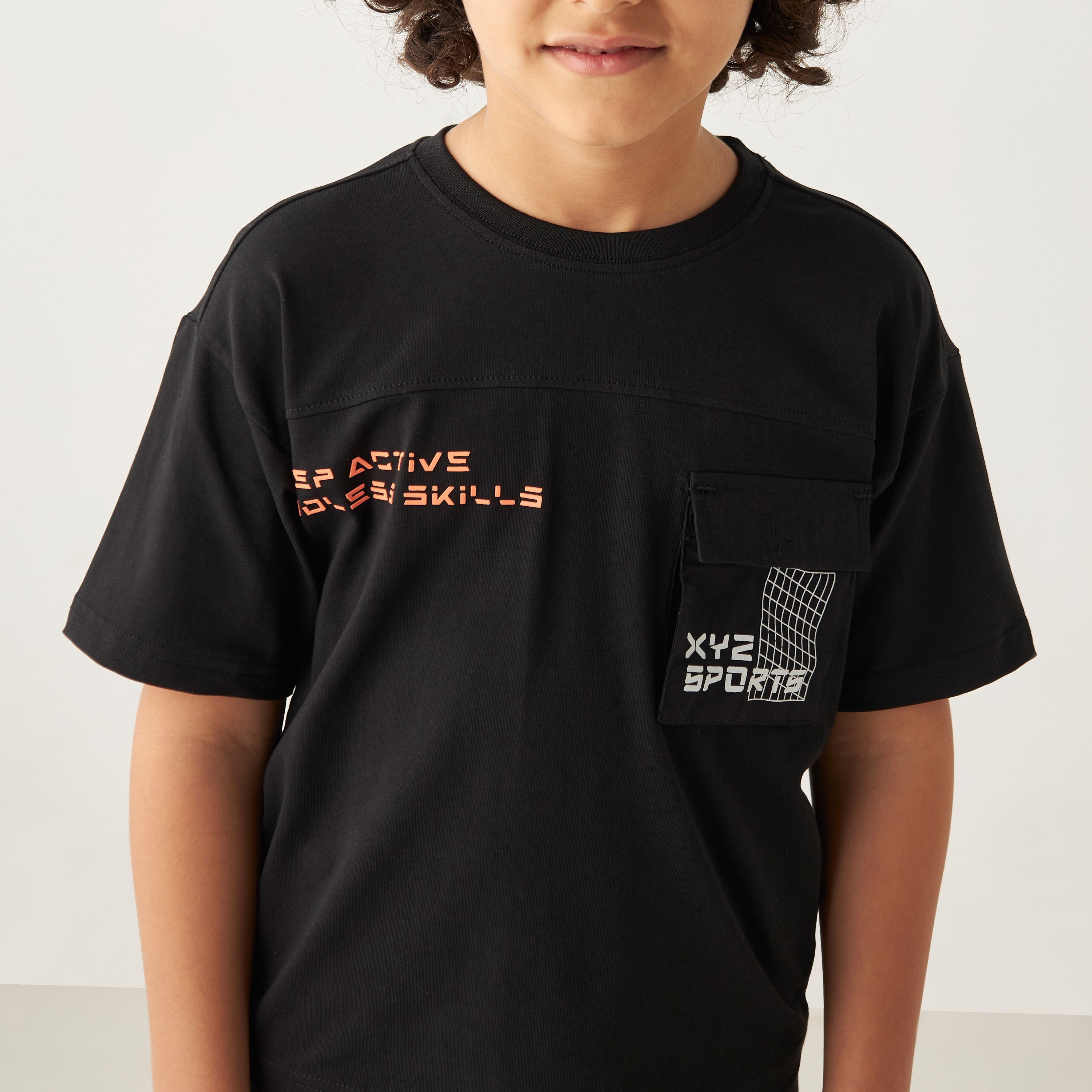 XYZ Printed T-shirt with Round Neck-sports-boys-clothing-tops-image-4