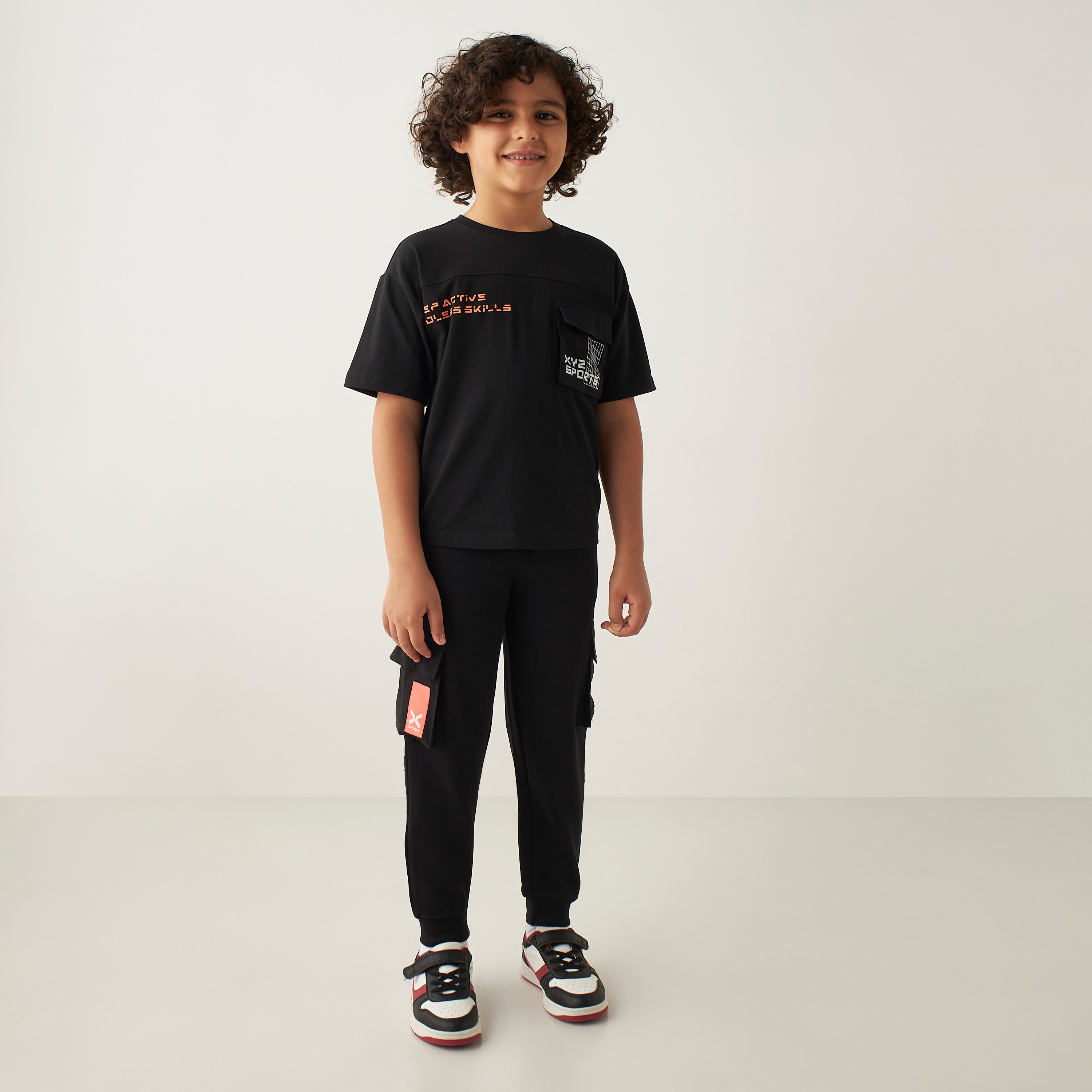 XYZ Printed Joggers with Pockets-boys-clothing-sportswear-bottoms-image-2