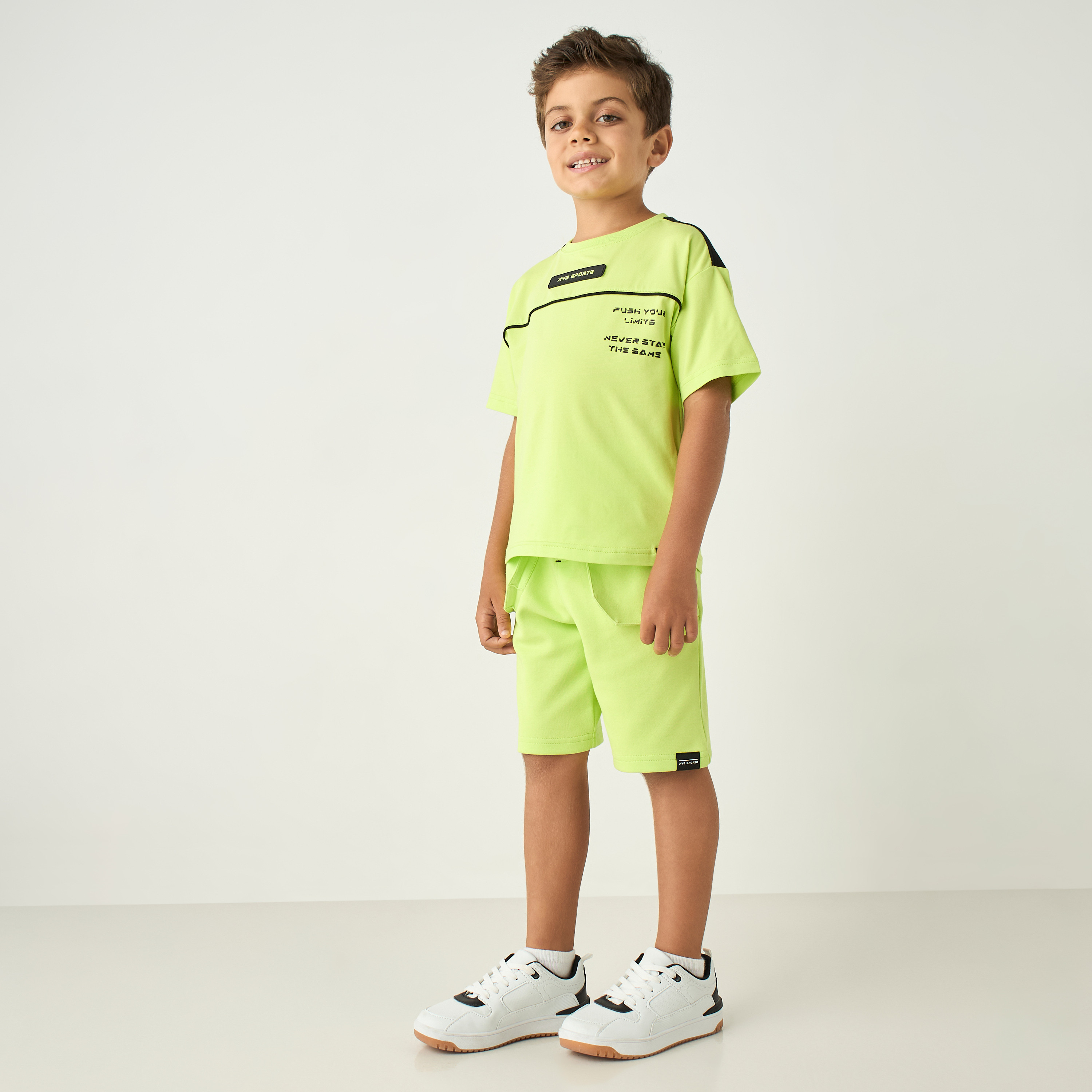 XYZ Typography Print Shorts with Drawstring Closure-boys-clothing-sportswear-bottoms-image-2