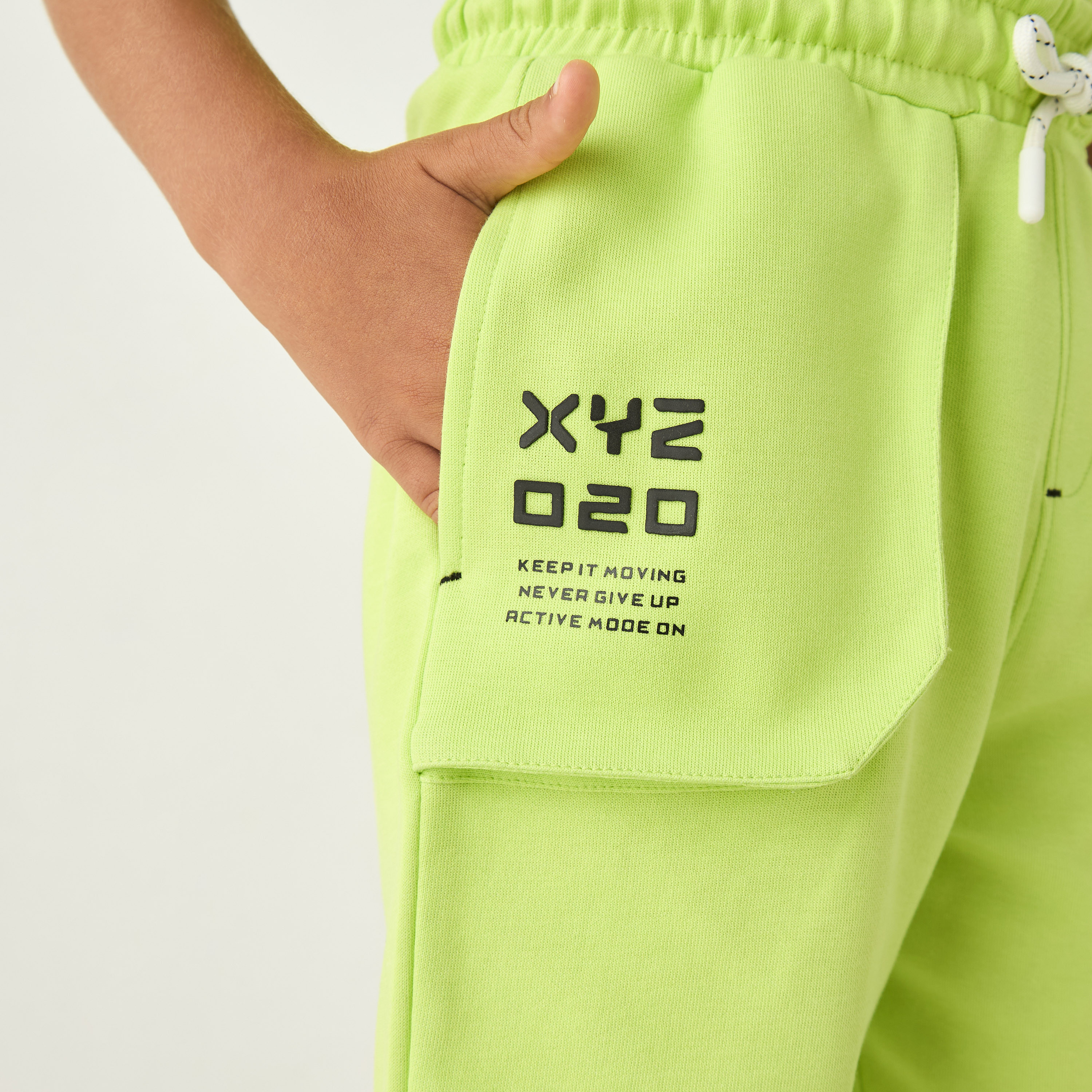 XYZ Typography Print Shorts with Drawstring Closure-boys-clothing-sportswear-bottoms-image-4
