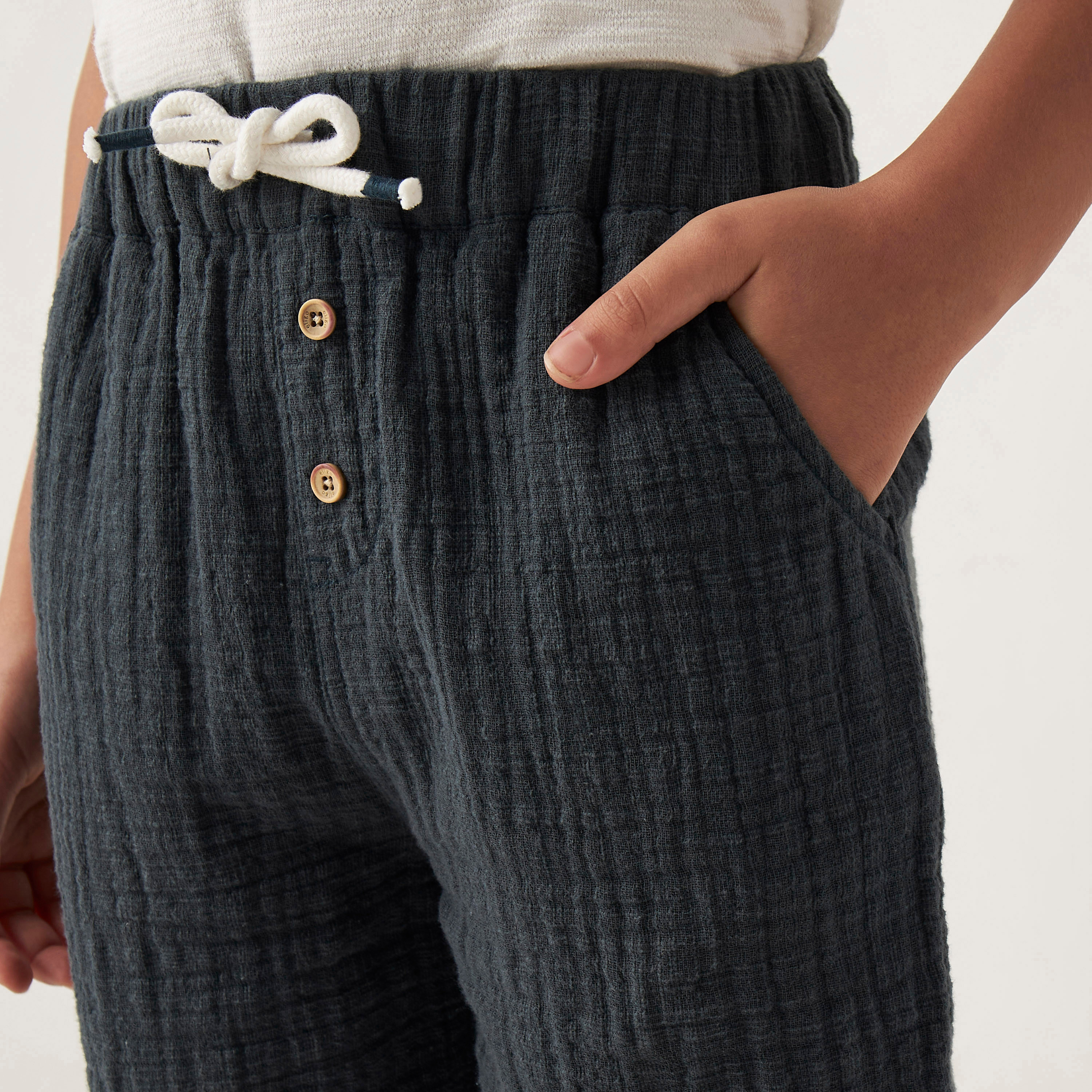 Eligo Textured Shorts with Drawstring Closure and Pockets-baby-boys-clothing-bottoms-shorts-image-3