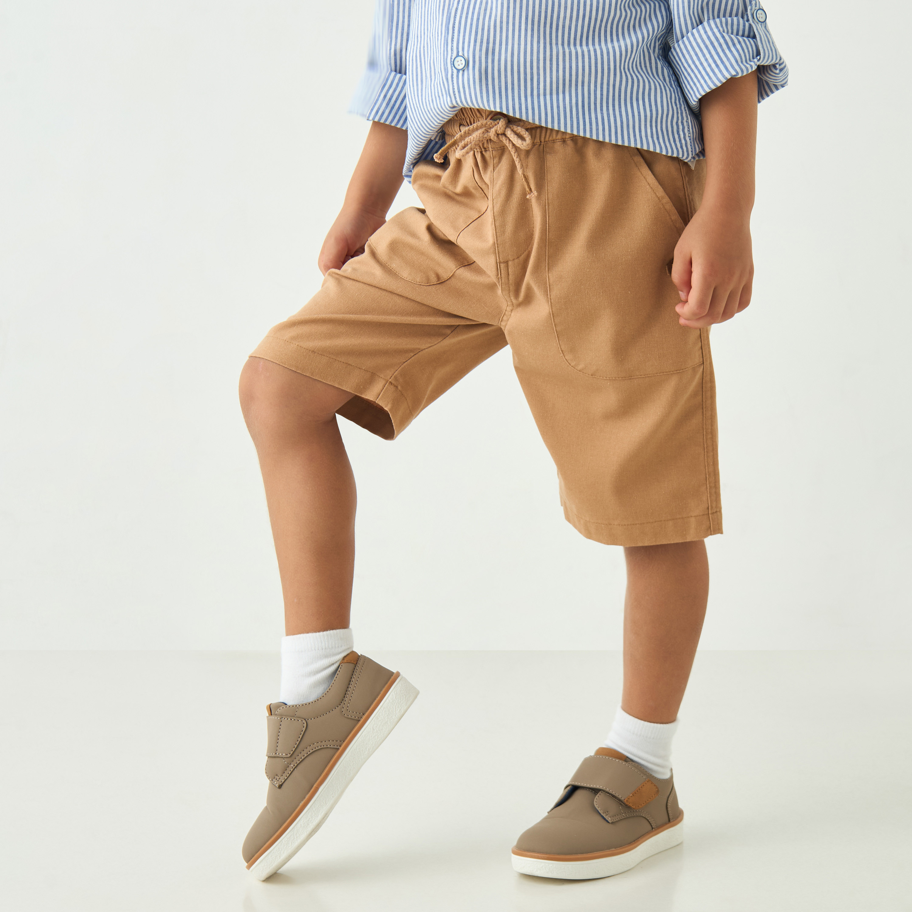 Eligo Solid Shorts with Drawstring Closure and Pockets-boys-clothing-bottoms-shorts-image-1