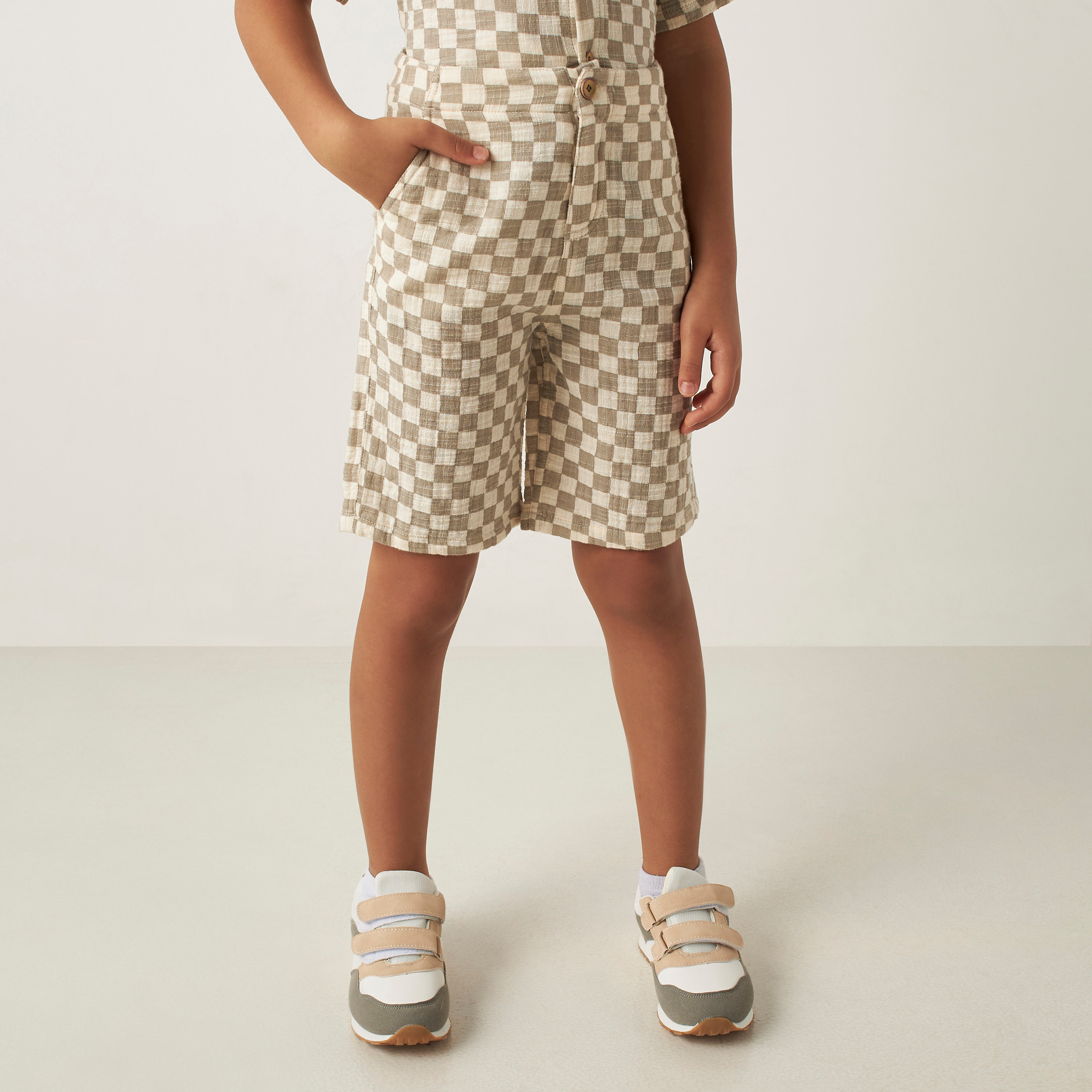 Eligo All-Over Checked Cotton Shirt and Shorts Set-boys-clothing-setsandcoords-image-3