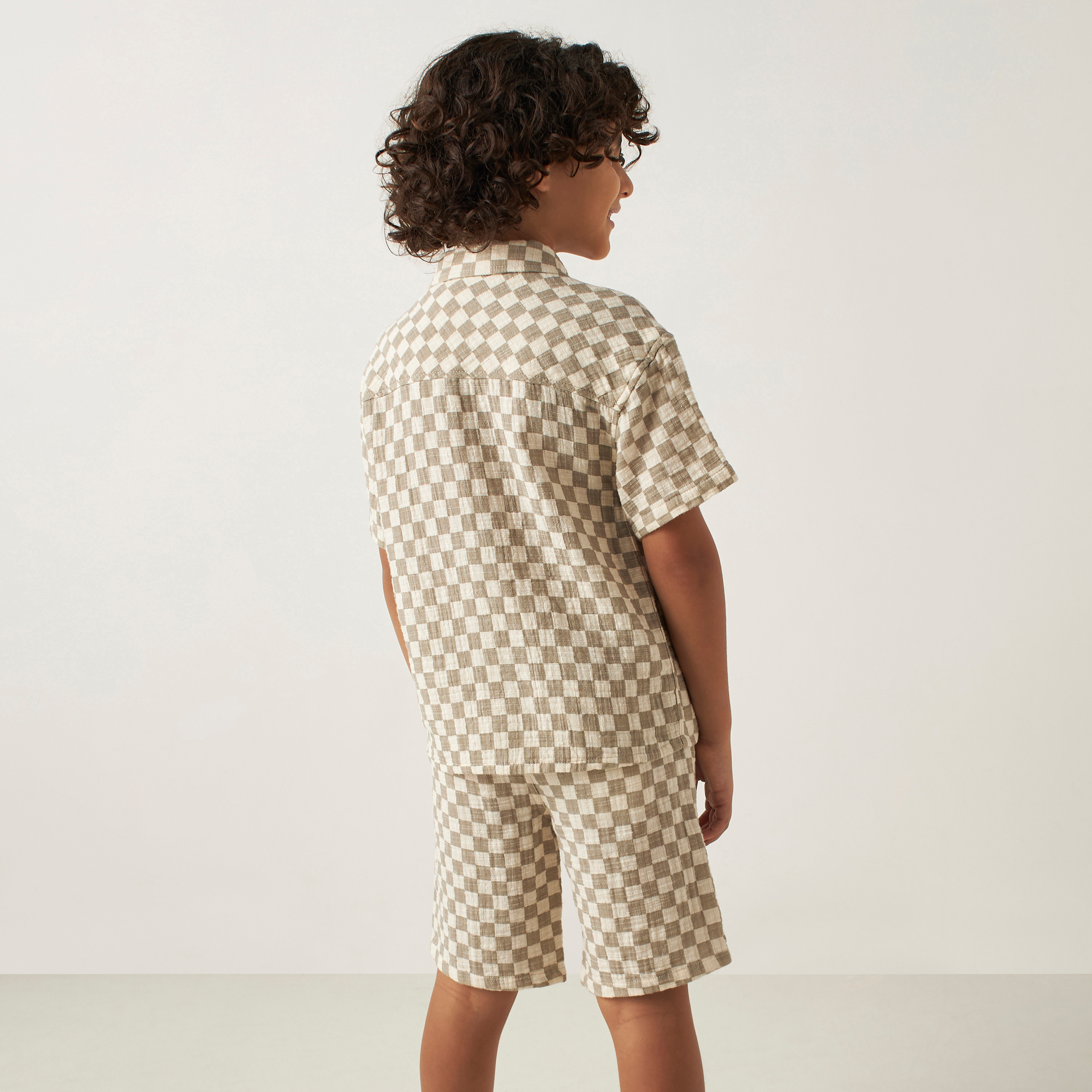 Eligo All-Over Checked Cotton Shirt and Shorts Set-boys-clothing-setsandcoords-image-5