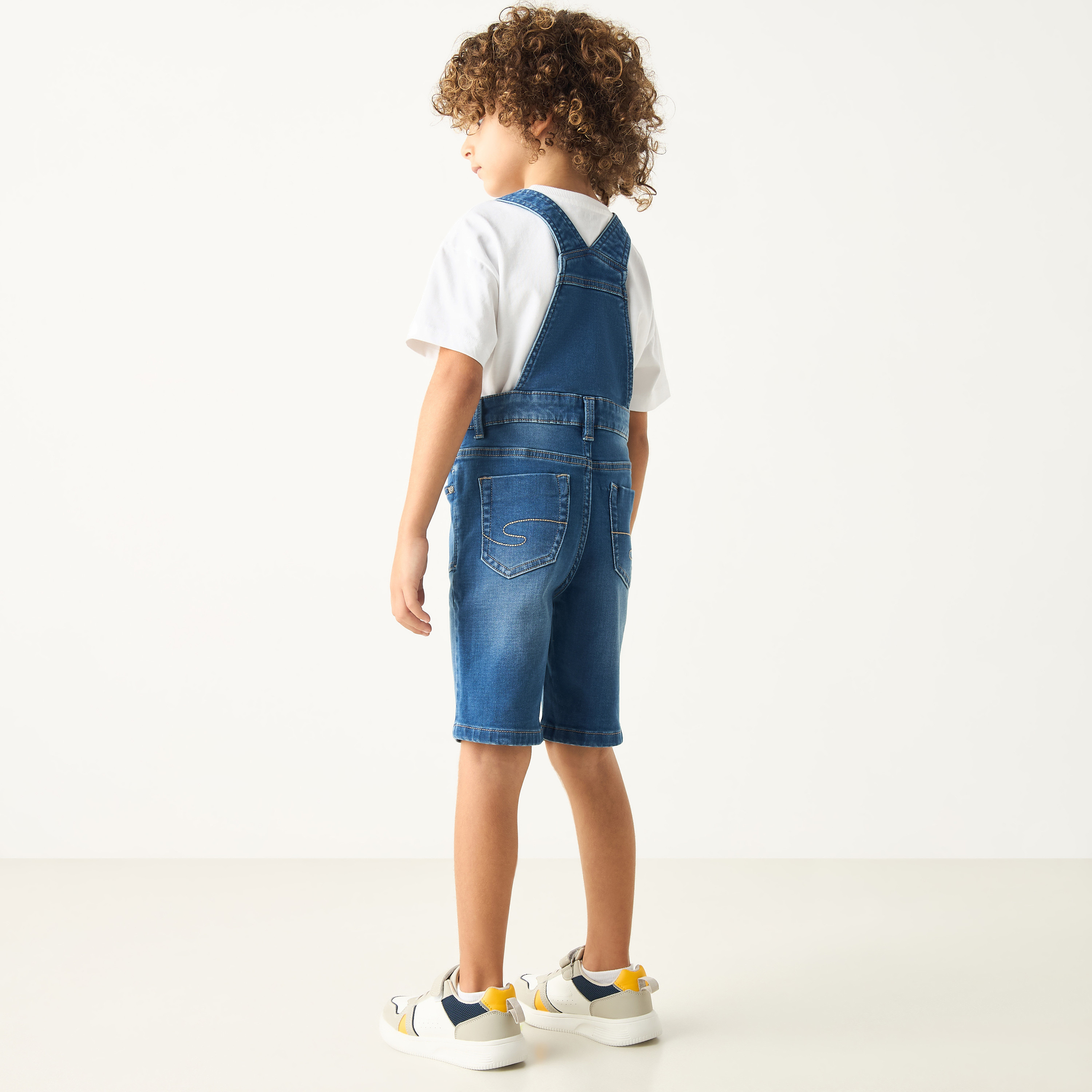 Lee Cooper Solid Denim Dungaree with Pockets and Adjustable Straps-boys-clothing-rompersanddungarees-image-3