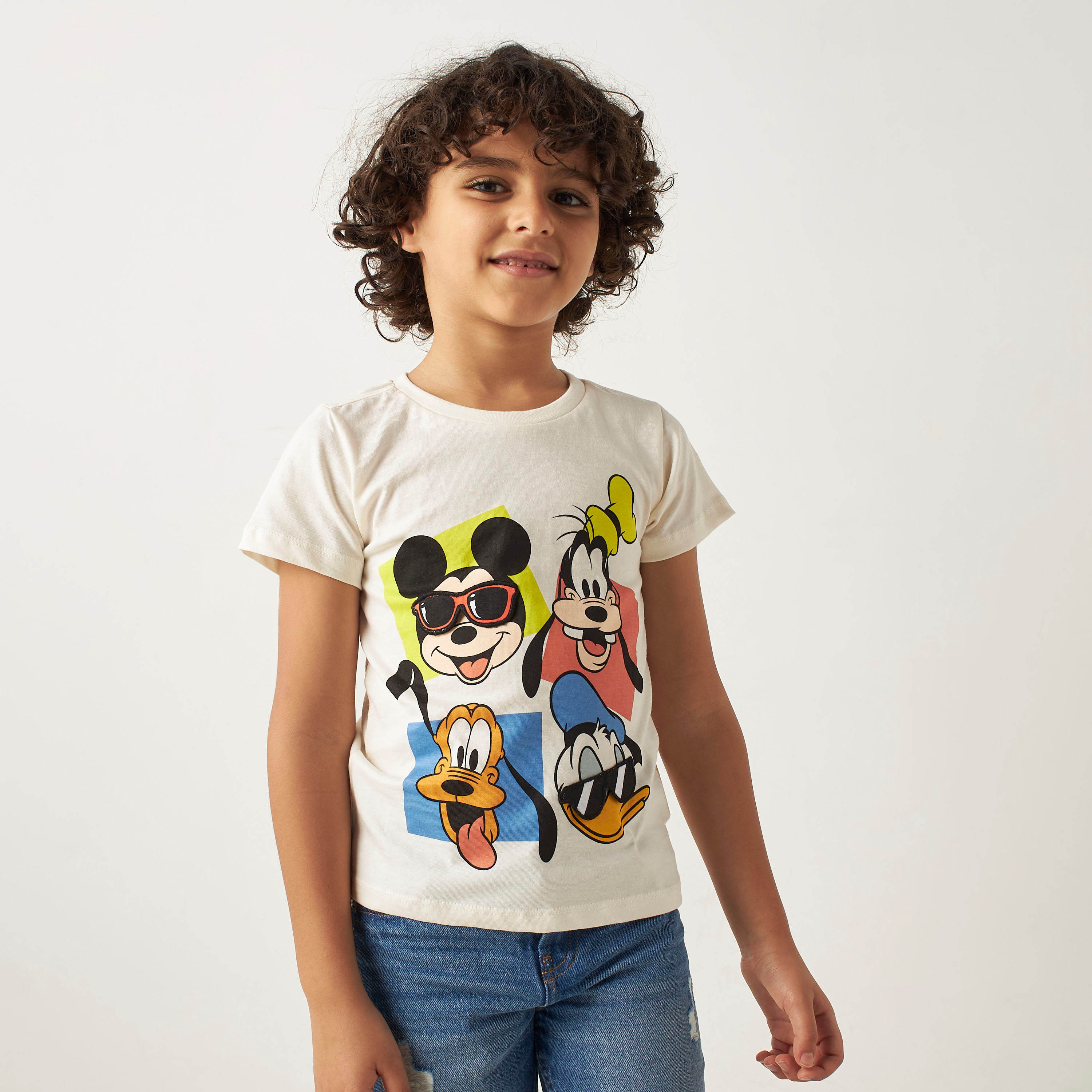 Disney Mickey and Friends Print Crew Neck T-shirt with Short Sleeves-boys-clothing-tshirtsandpolos-image-1