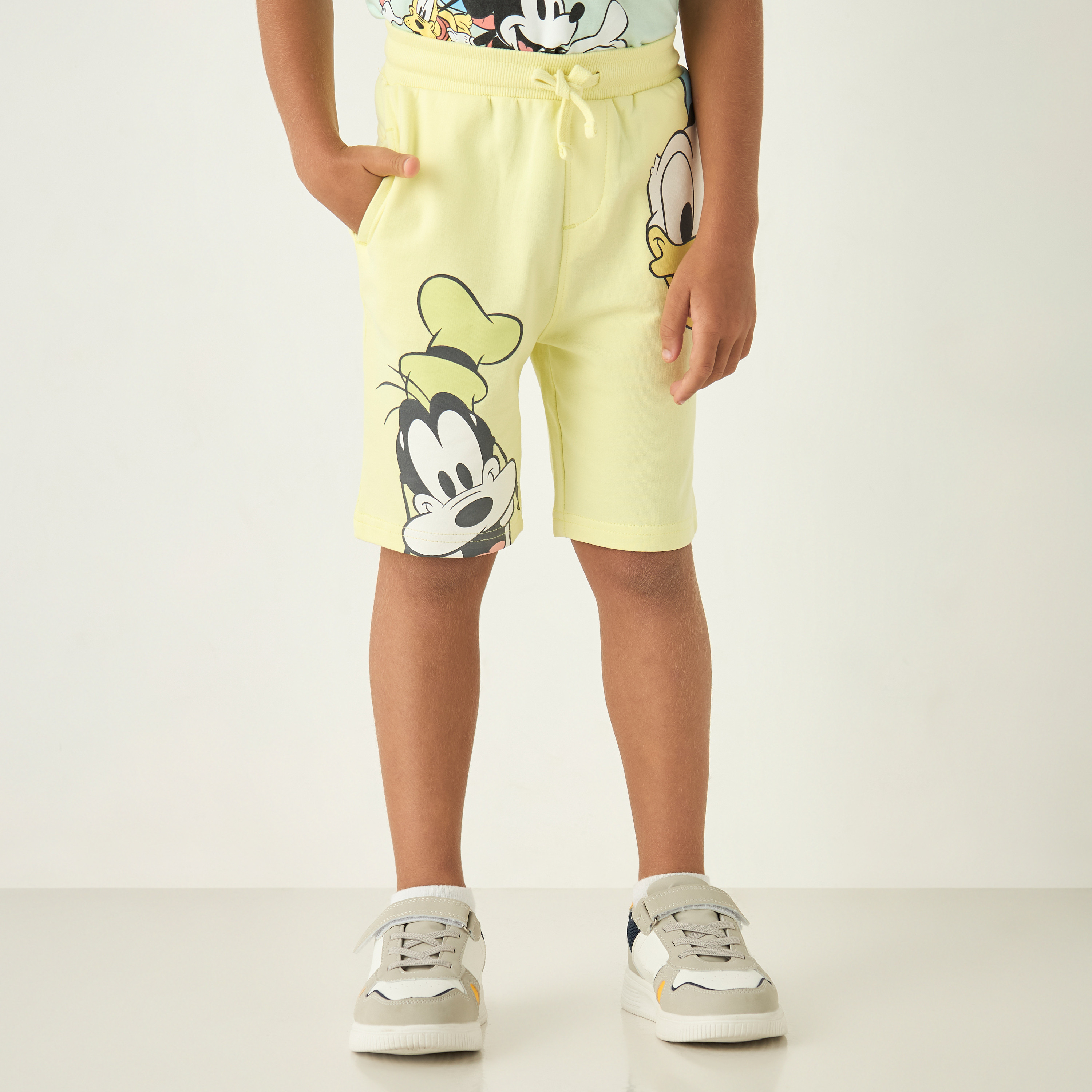 Disney Mickey Mouse and Donald Duck Print Shorts with Drawstring Closure-baby-boys-clothing-bottoms-shorts-image-1