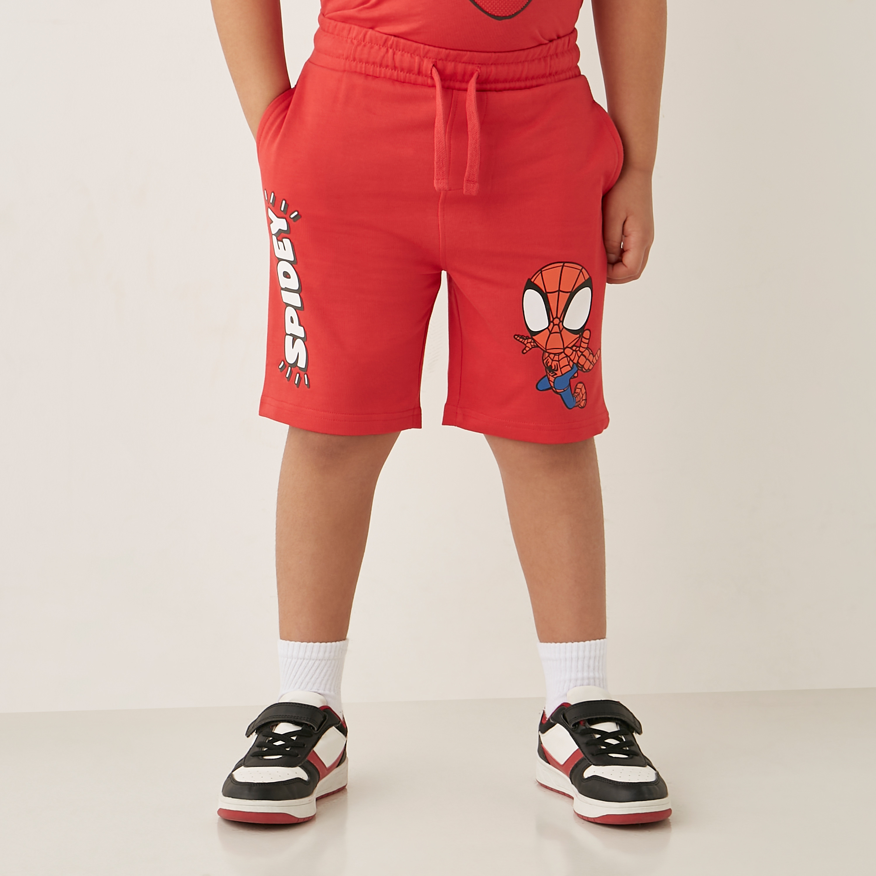 Spidey Print Shorts with Drawstring Closure-boys-clothing-bottoms-shorts-image-1