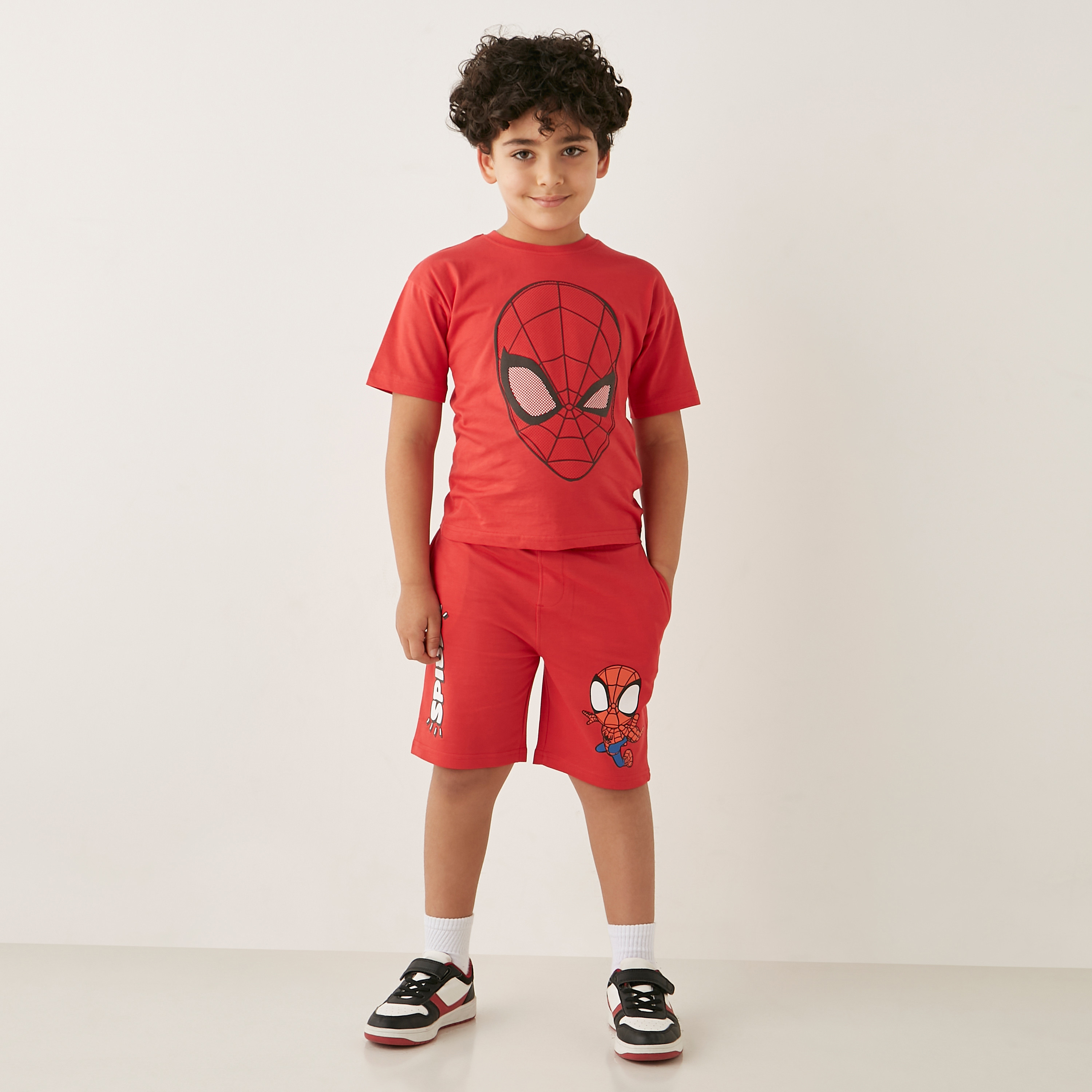 Spidey Print Shorts with Drawstring Closure-boys-clothing-bottoms-shorts-image-2