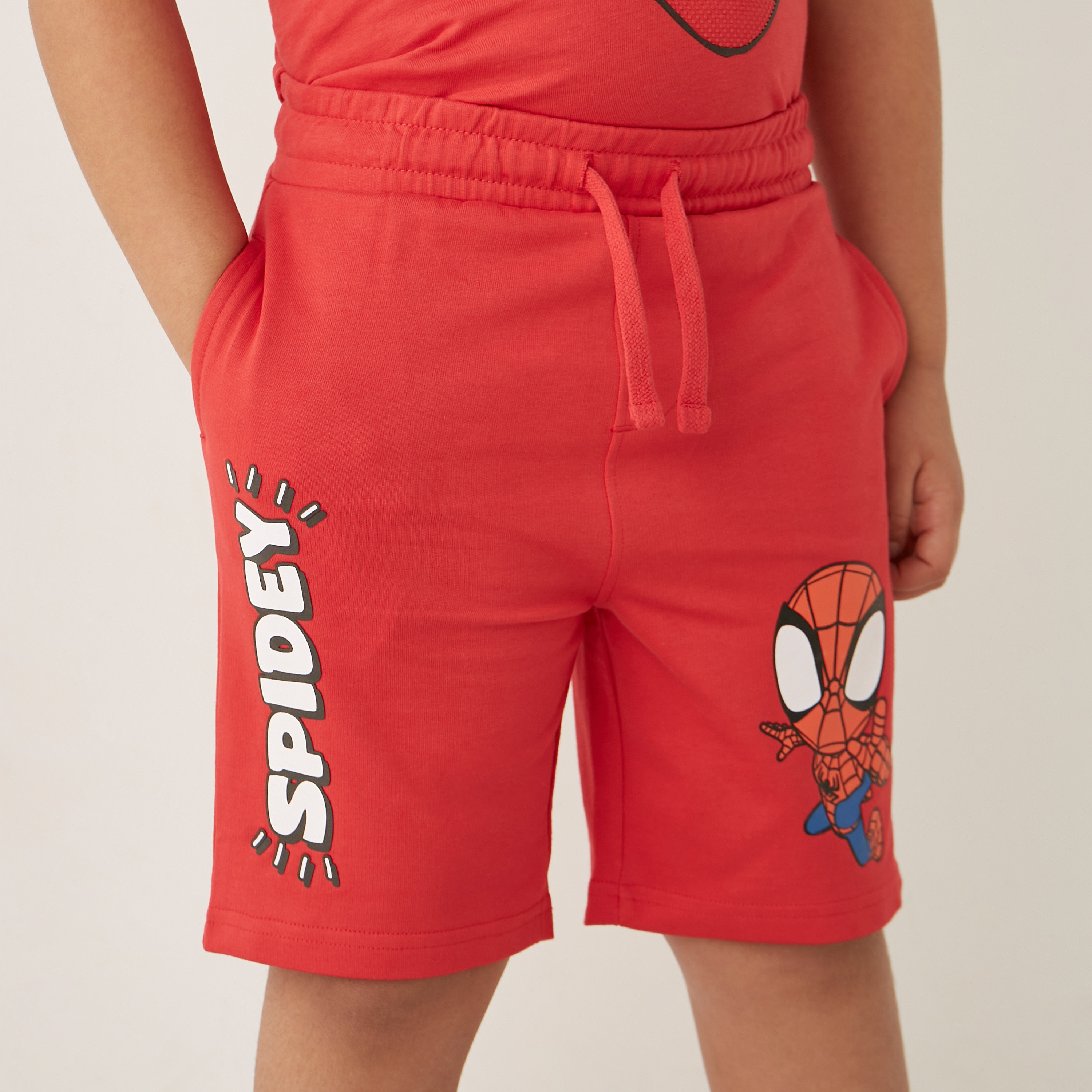 Spidey Print Shorts with Drawstring Closure-boys-clothing-bottoms-shorts-image-4