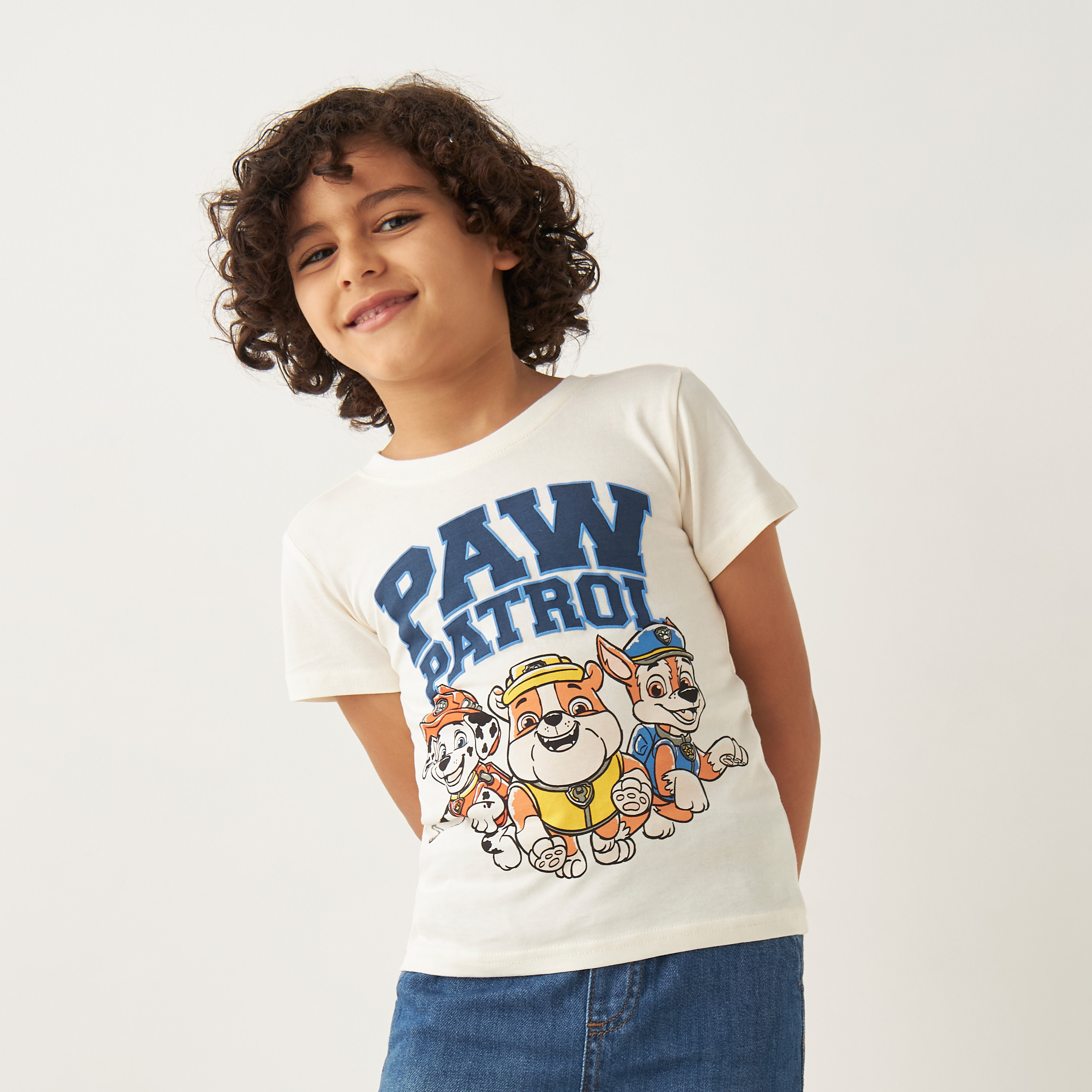 Paw Patrol Print T-shirt with Crew Neck-boys-clothing-tshirtsandpolos-image-1