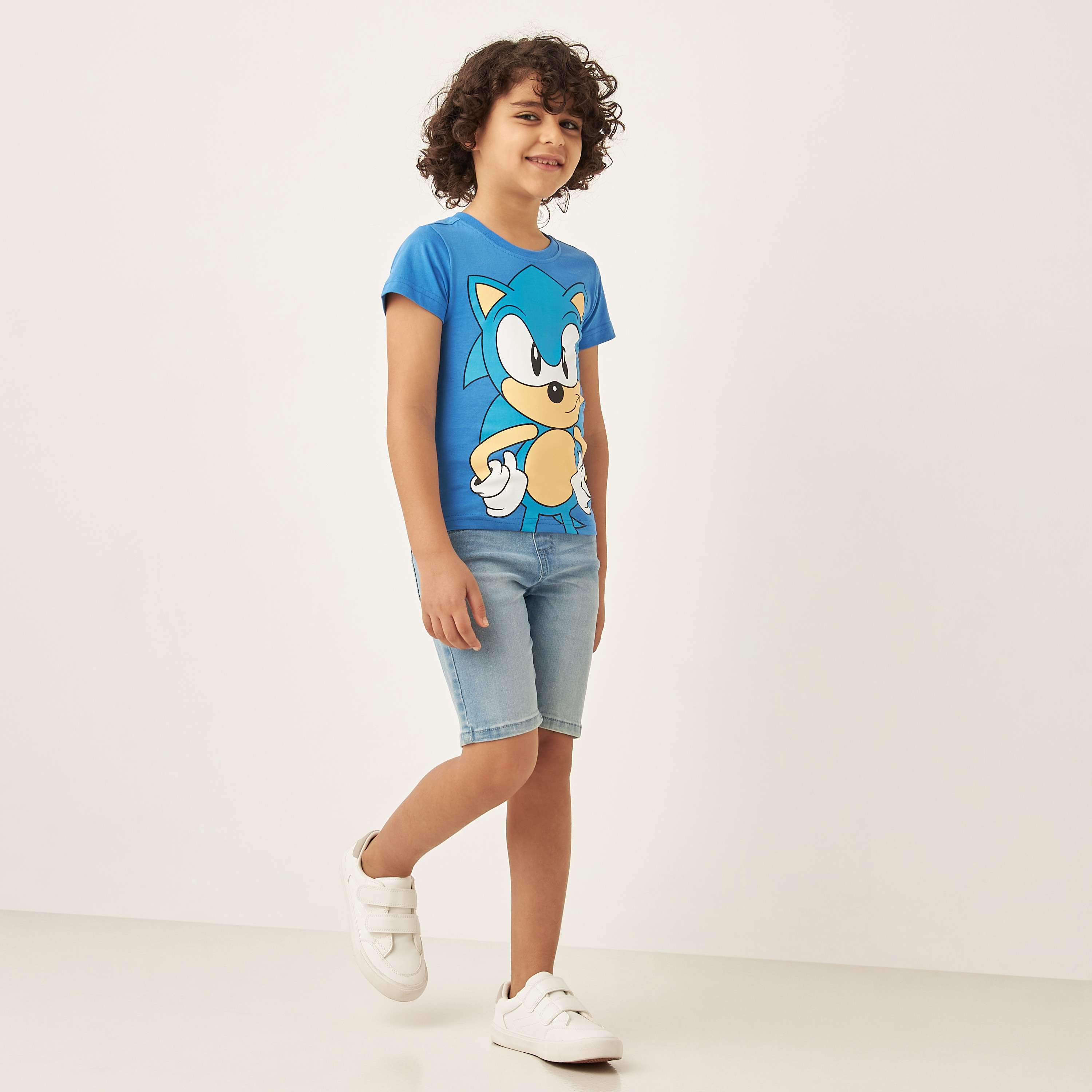 SEGA Sonic the Hedgehog Print T-shirt with Short Sleeves and Crew Neck-boys-clothing-tshirtsandpolos-image-2