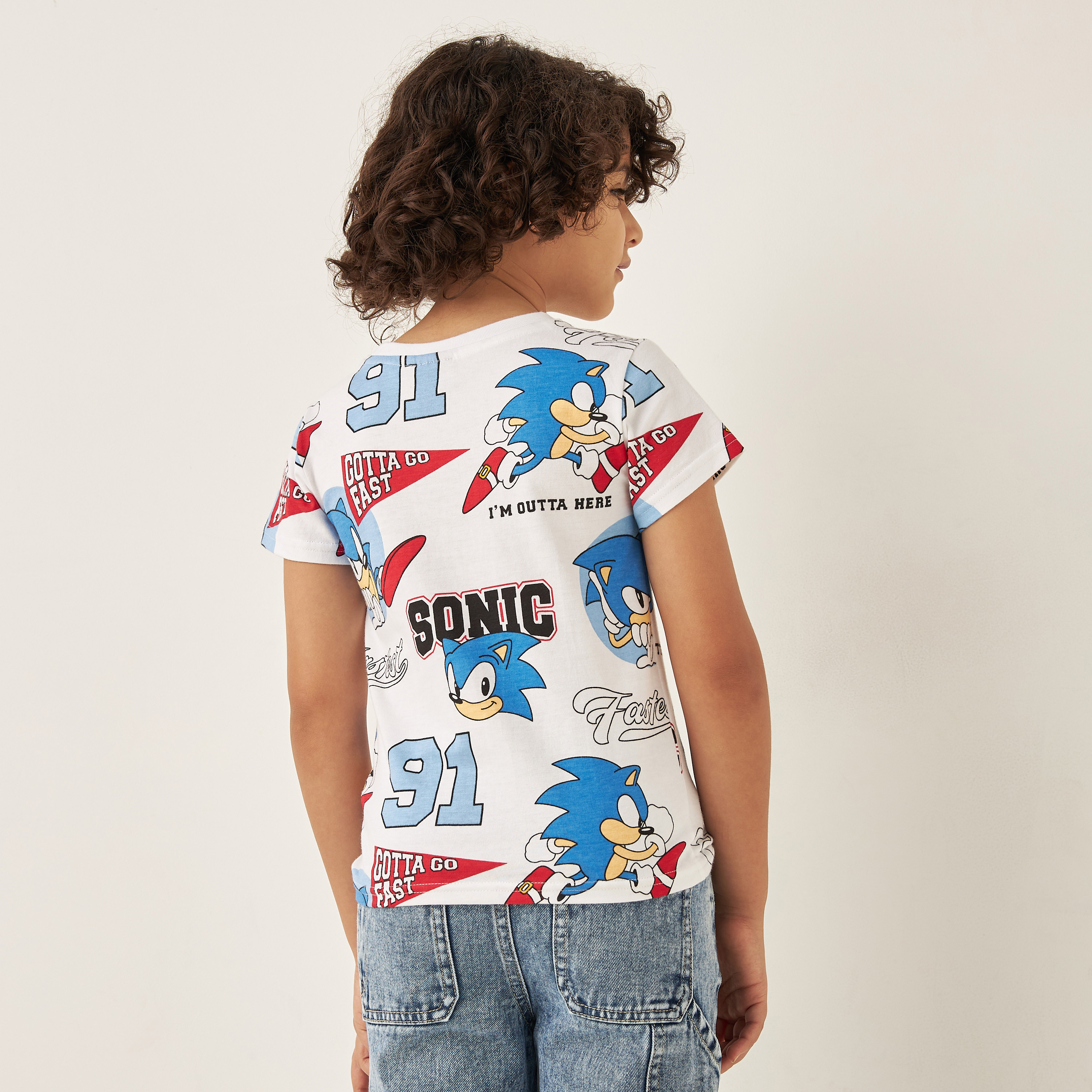 SEGA All-Over Sonic the Hedgehog Print T-shirt with Short Sleeves and Crew Neck-boys-clothing-tshirtsandpolos-image-3