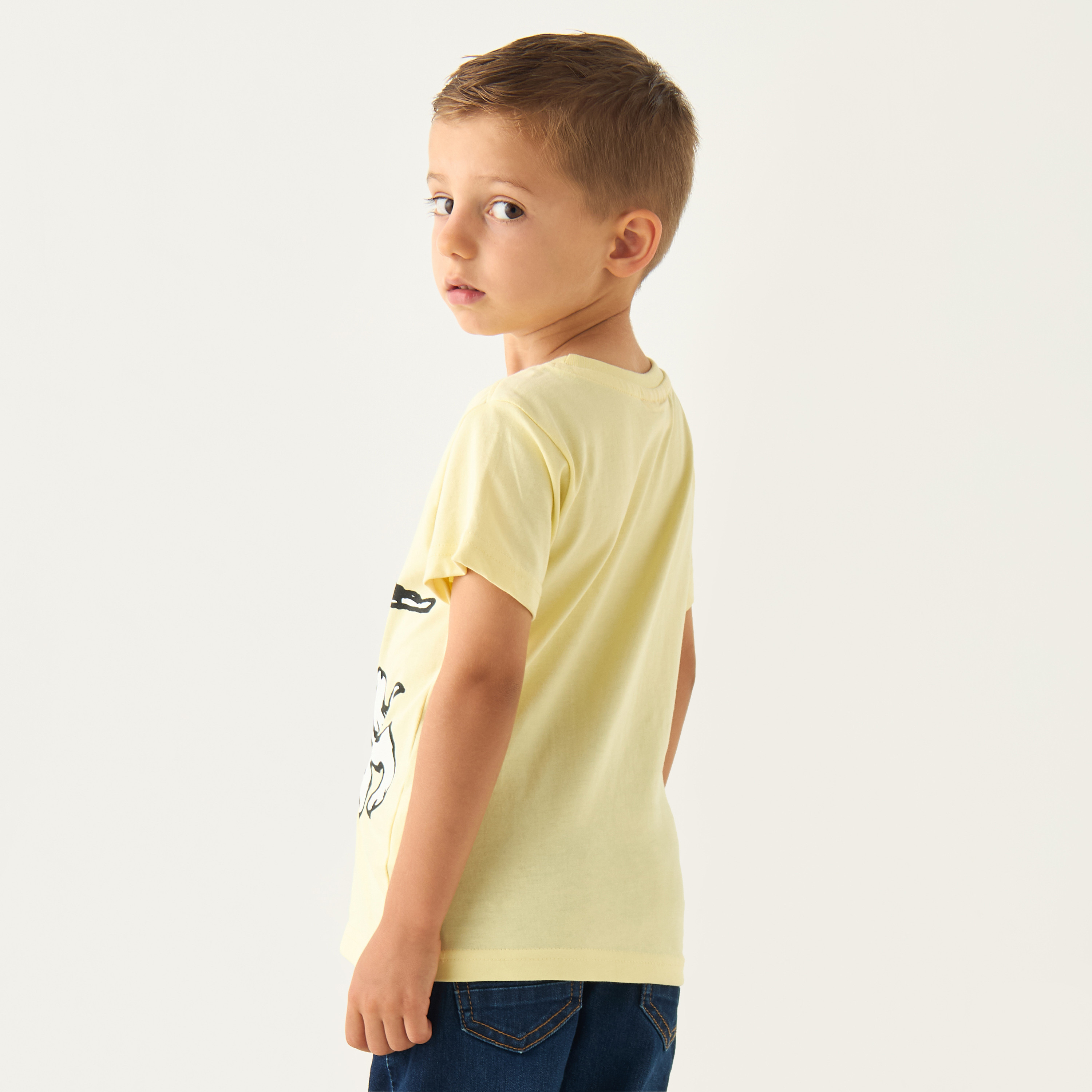 Snoopy Print Crew Neck T-shirt with Short Sleeves-boys-clothing-tshirtsandpolos-image-3