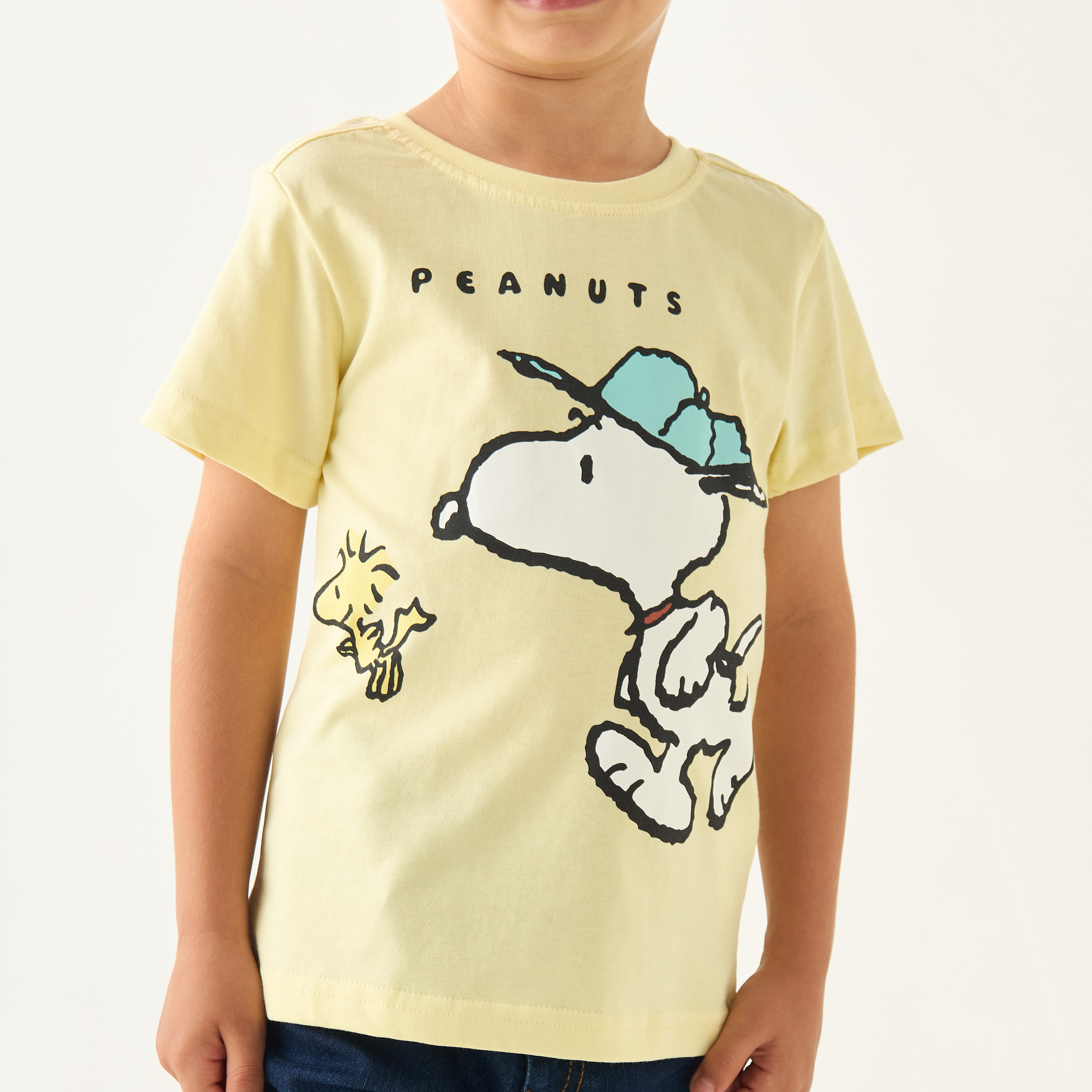 Snoopy Print Crew Neck T-shirt with Short Sleeves-boys-clothing-tshirtsandpolos-image-4