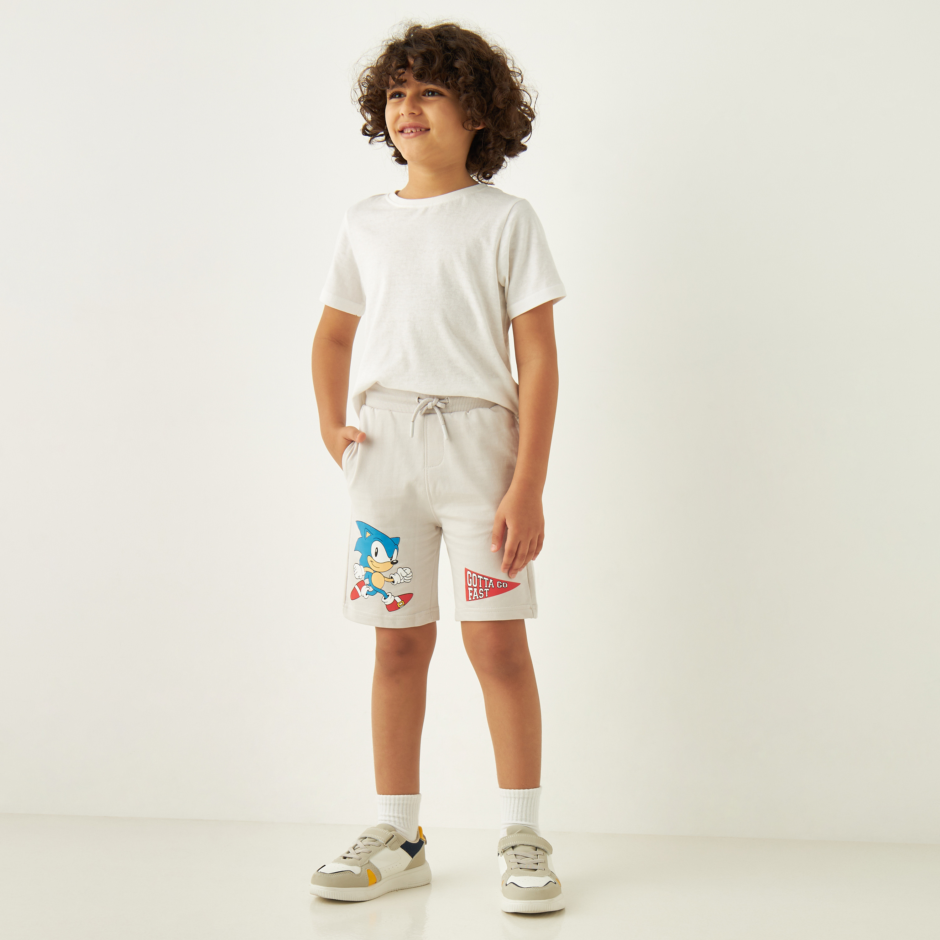 Sonic the Hedgehog Print Shorts with Drawstring Closure-baby-boys-clothing-bottoms-shorts-image-2