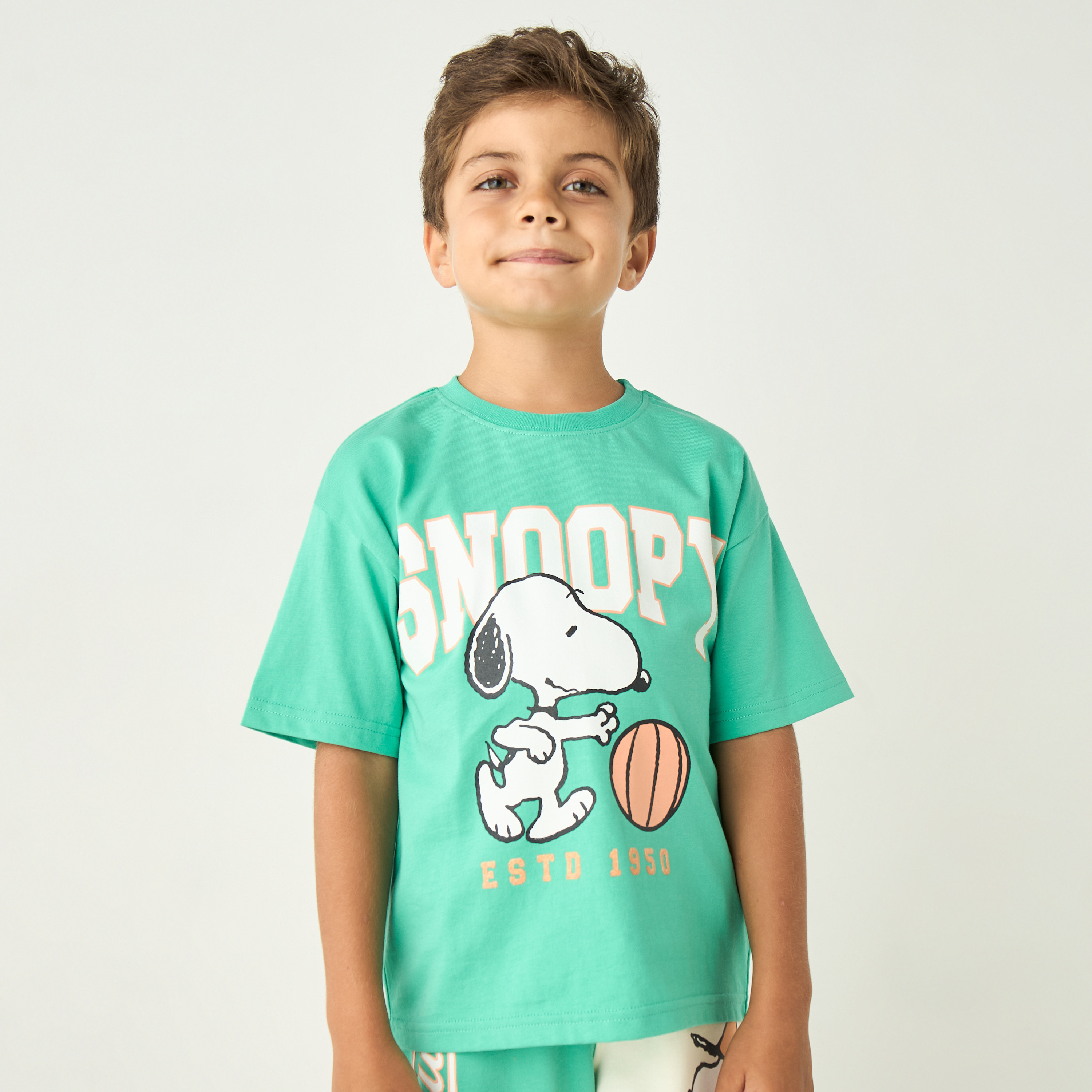 Snoopy Print T-shirt and Shorts Set-boys-clothing-setsandcoords-image-2