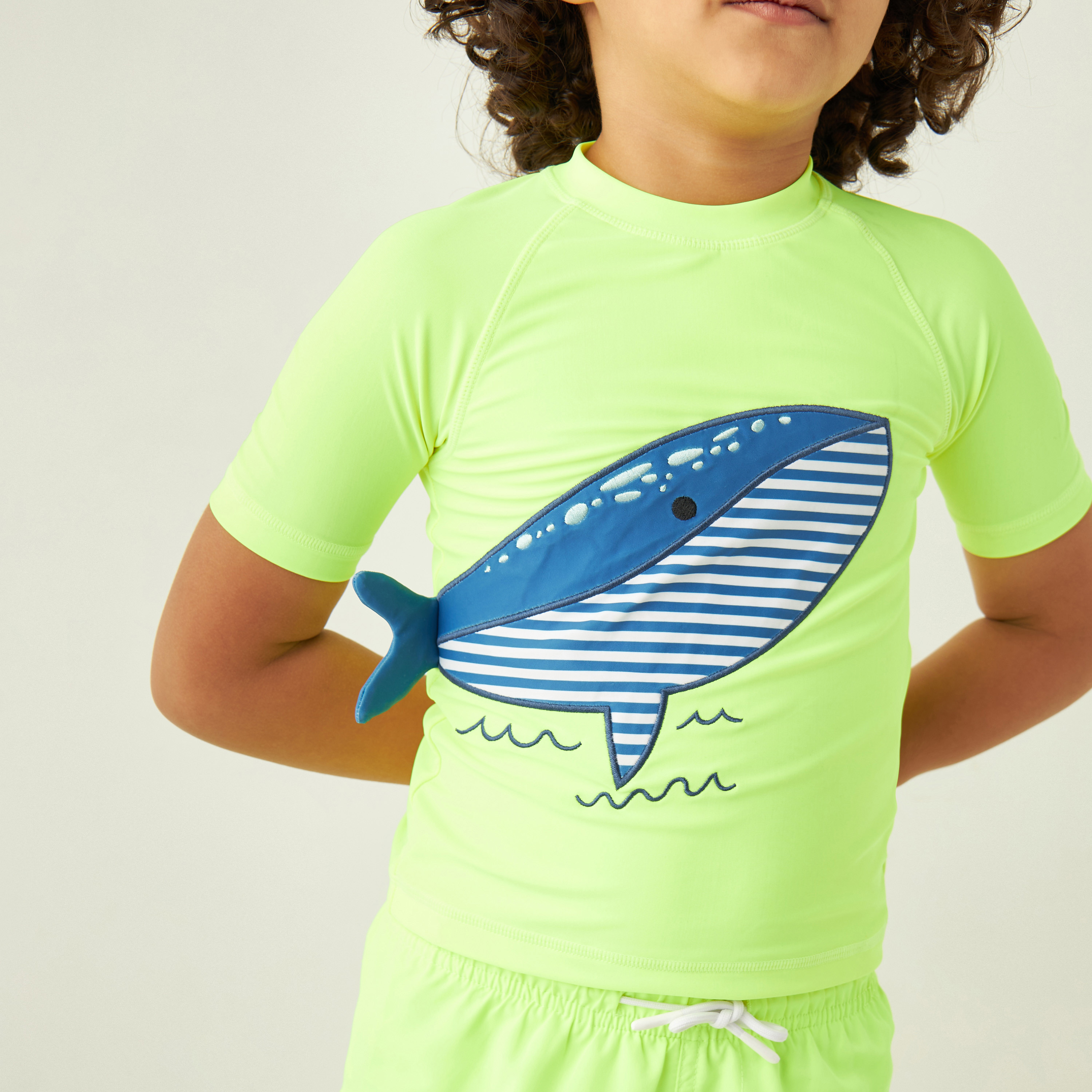 Juniors Shark Print T-shirt and Swim Shorts Set-baby-boys-clothing-swimwear-image-5