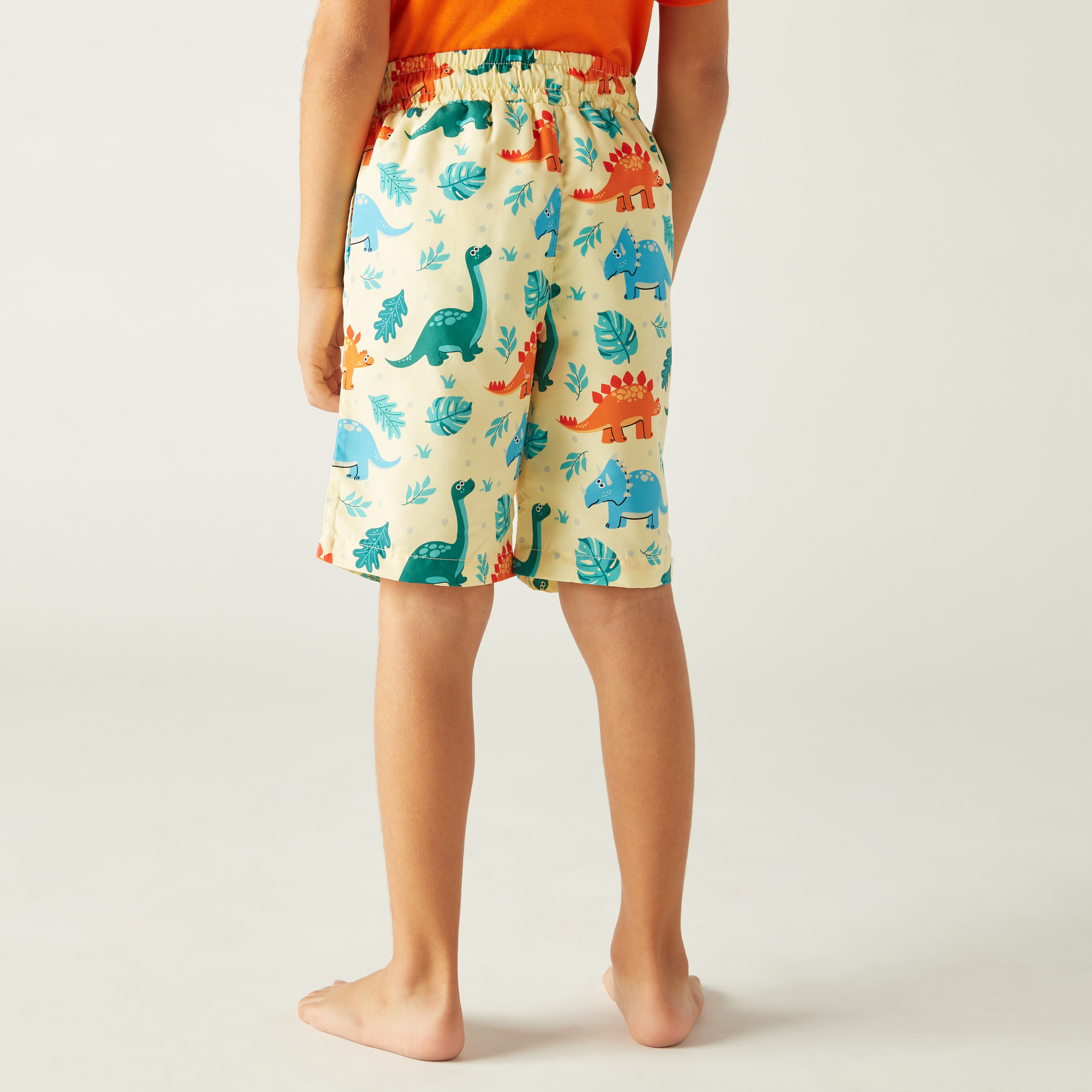 Juniors All-Over Dinosaur Print Swim Shorts with Drawstring Closure-baby-boys-clothing-swimwear-image-3