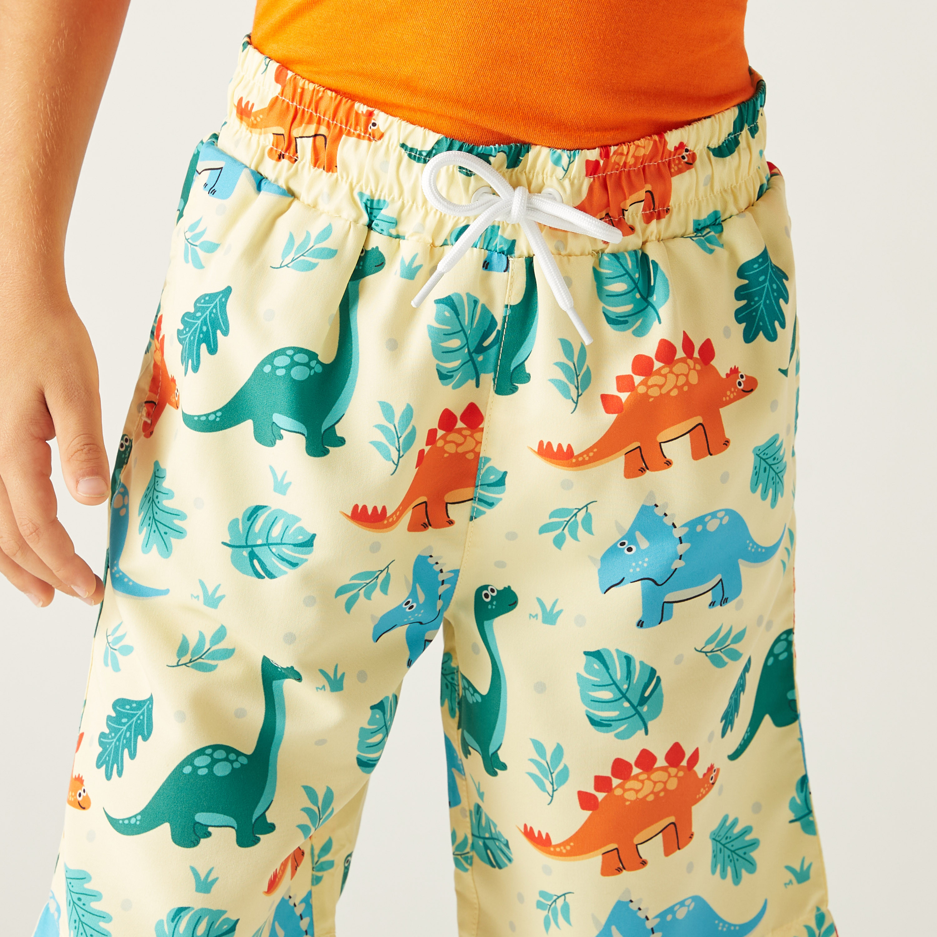 Juniors All-Over Dinosaur Print Swim Shorts with Drawstring Closure-baby-boys-clothing-swimwear-image-4