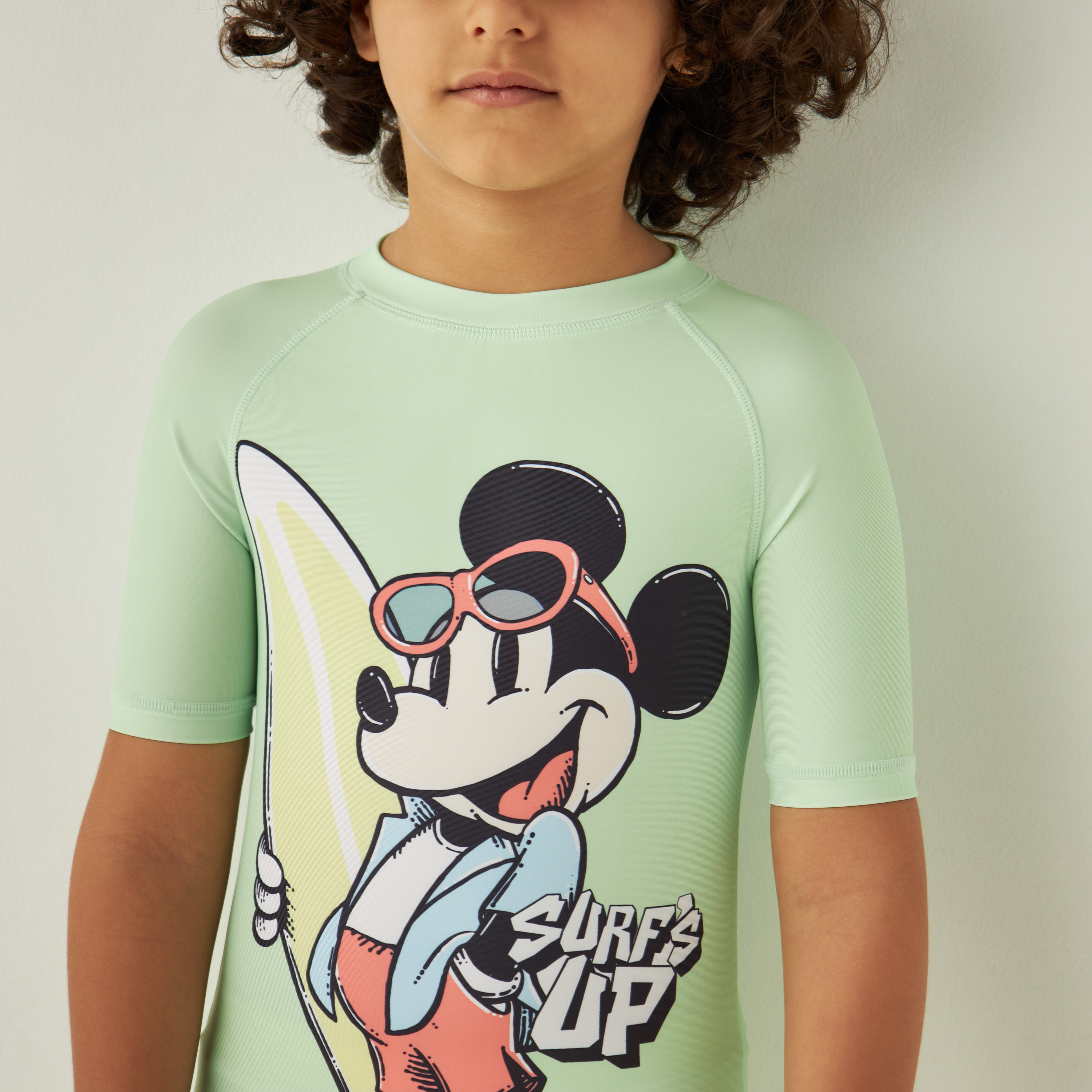 Mickey Mouse Print Swimsuit with Raglan Sleeves-baby-boys-clothing-swimwear-image-4