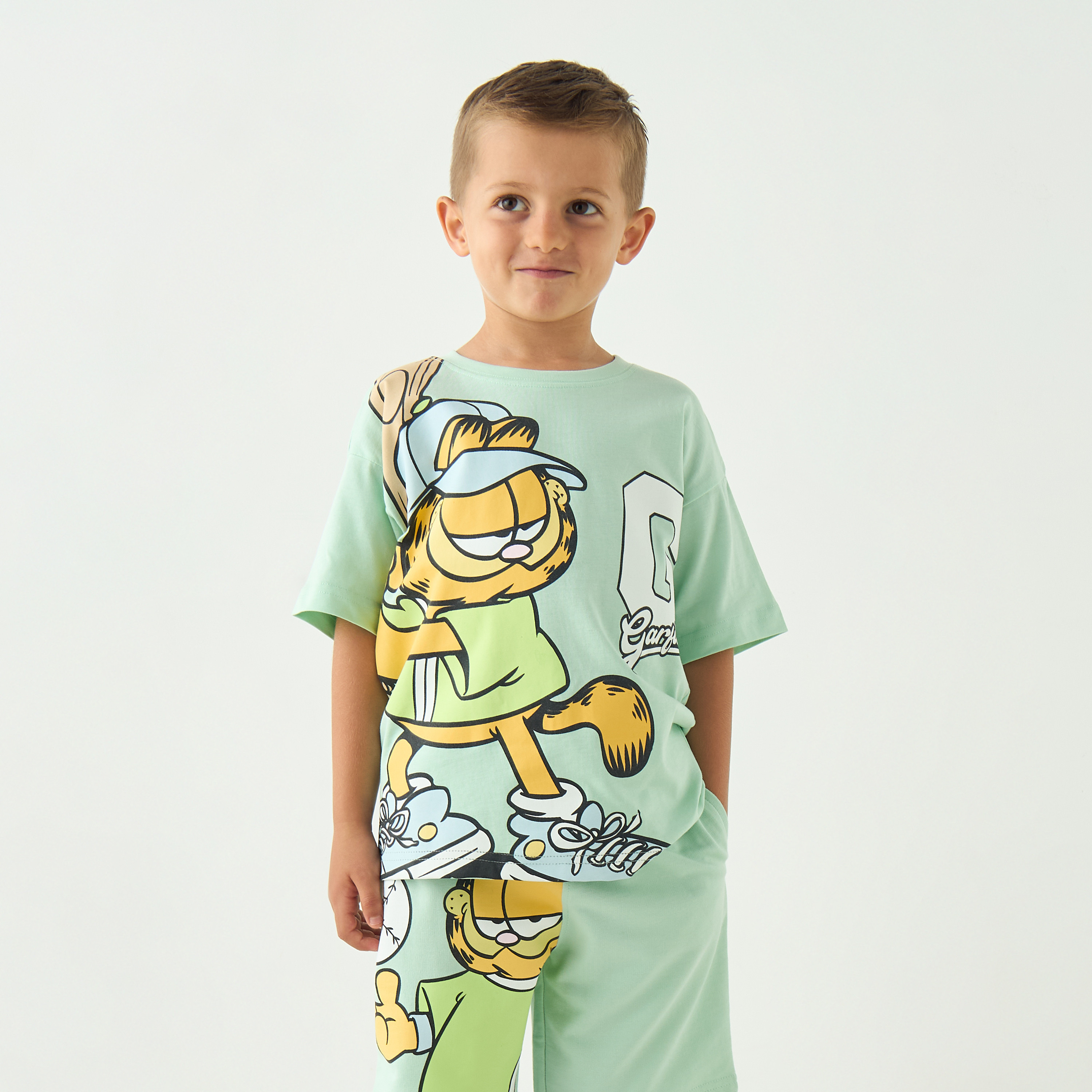Garfield Print T-Shirt and Shorts Set-boys-clothing-setsandcoords-image-2