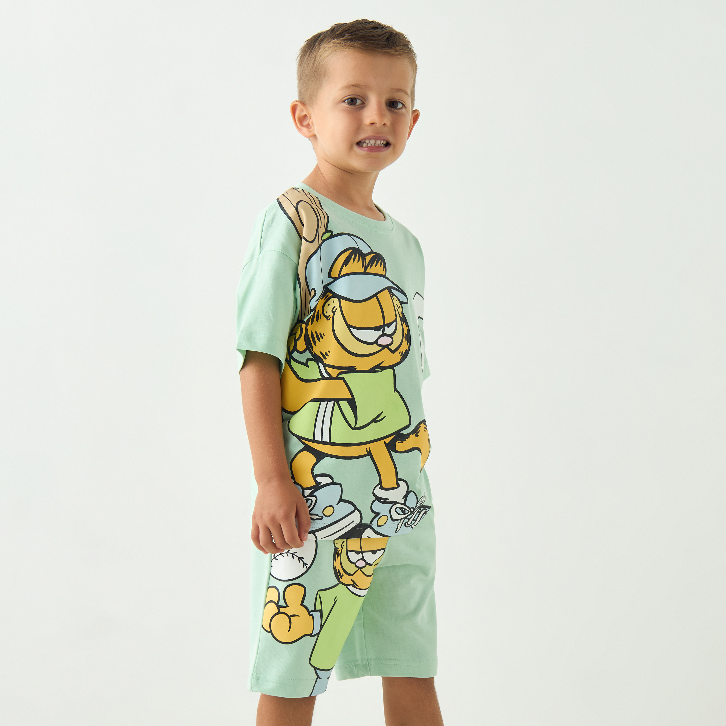 Garfield Print T-Shirt and Shorts Set-boys-clothing-setsandcoords-image-6