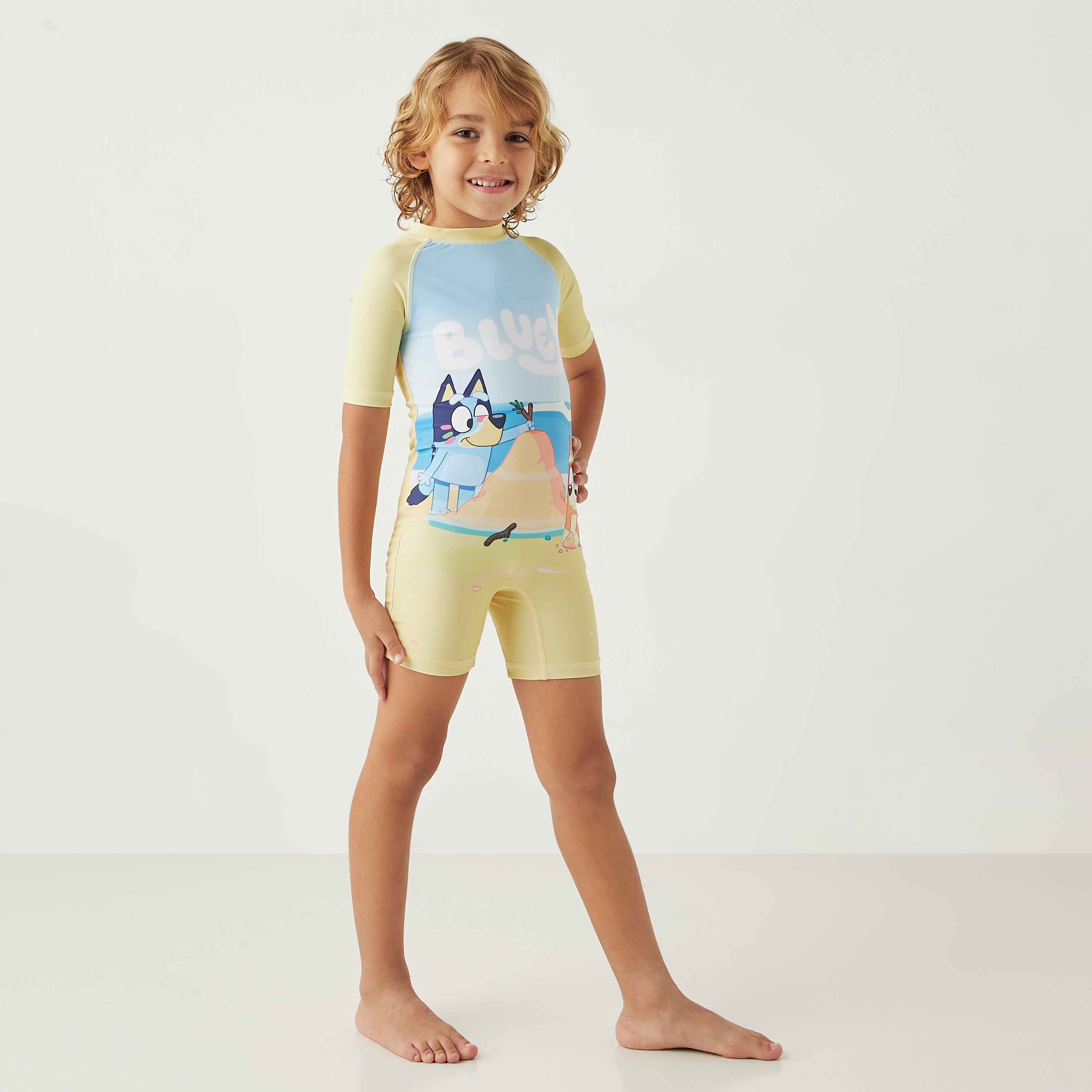 Bluey Printed Swimsuit with Raglan Sleeves and Zip Closure-sports-gear-swimming-boy-image-2