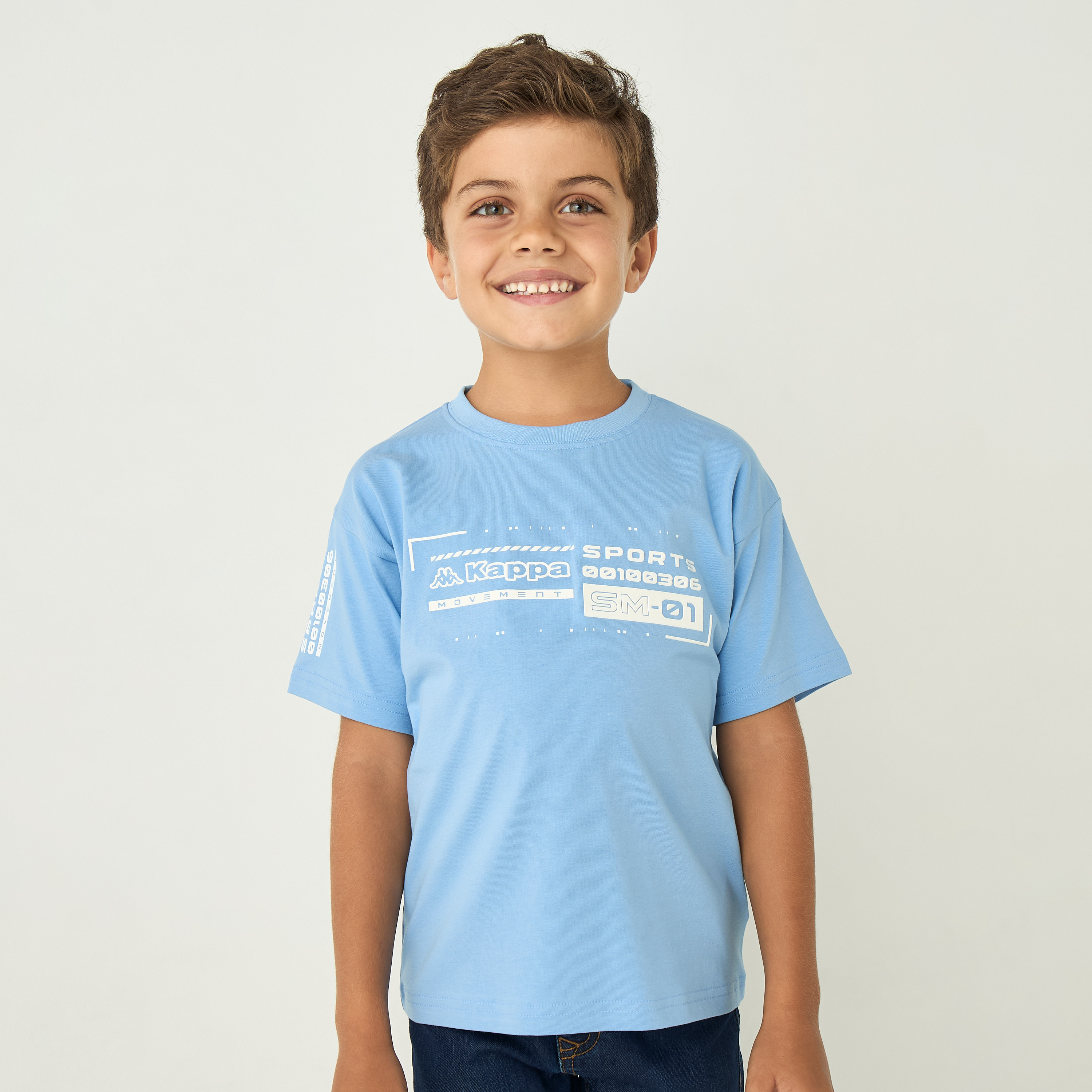 Kappa Logo Print Round Neck T-shirt with Short Sleeves-sports-boys-clothing-tops-image-1
