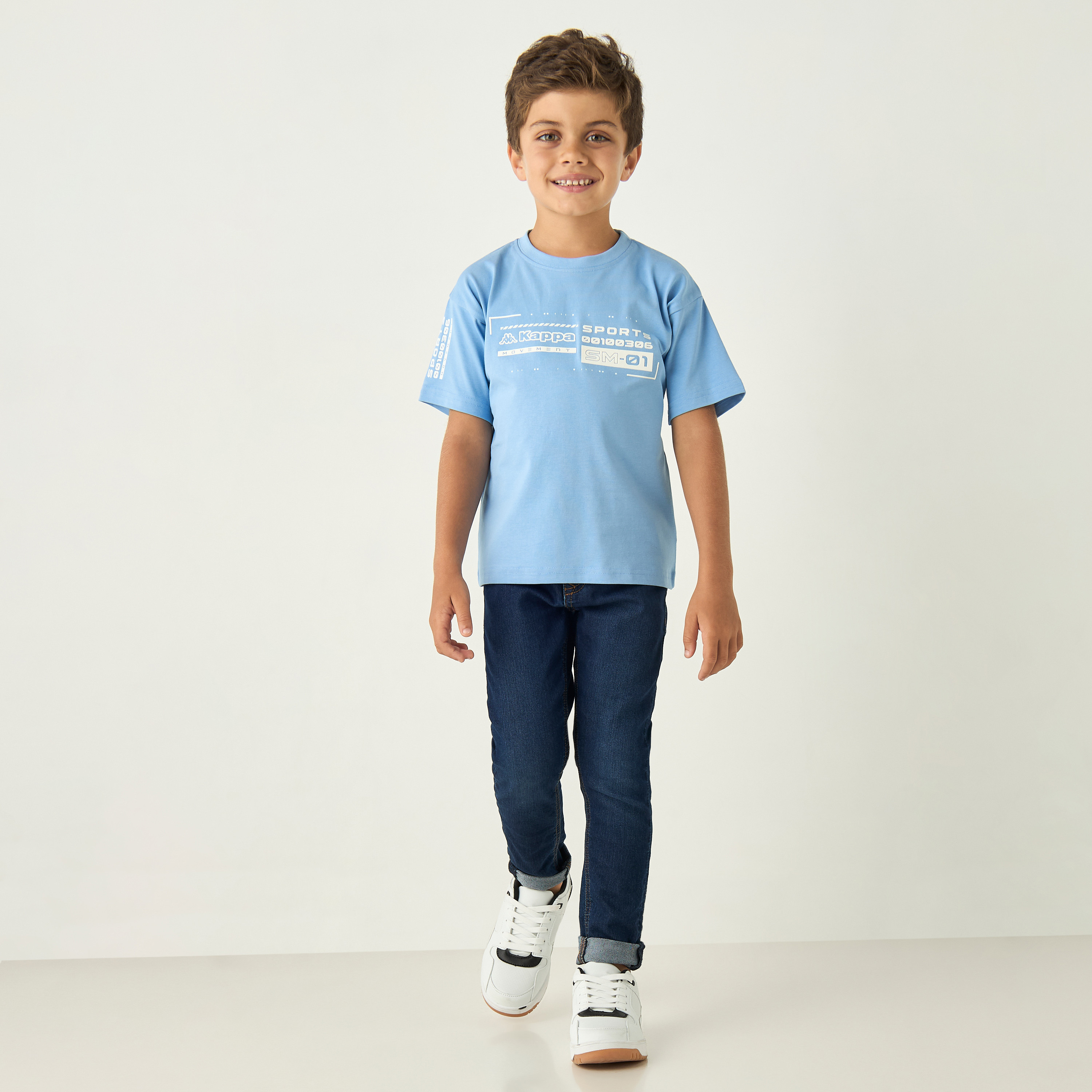 Kappa Logo Print Round Neck T-shirt with Short Sleeves-sports-boys-clothing-tops-image-2
