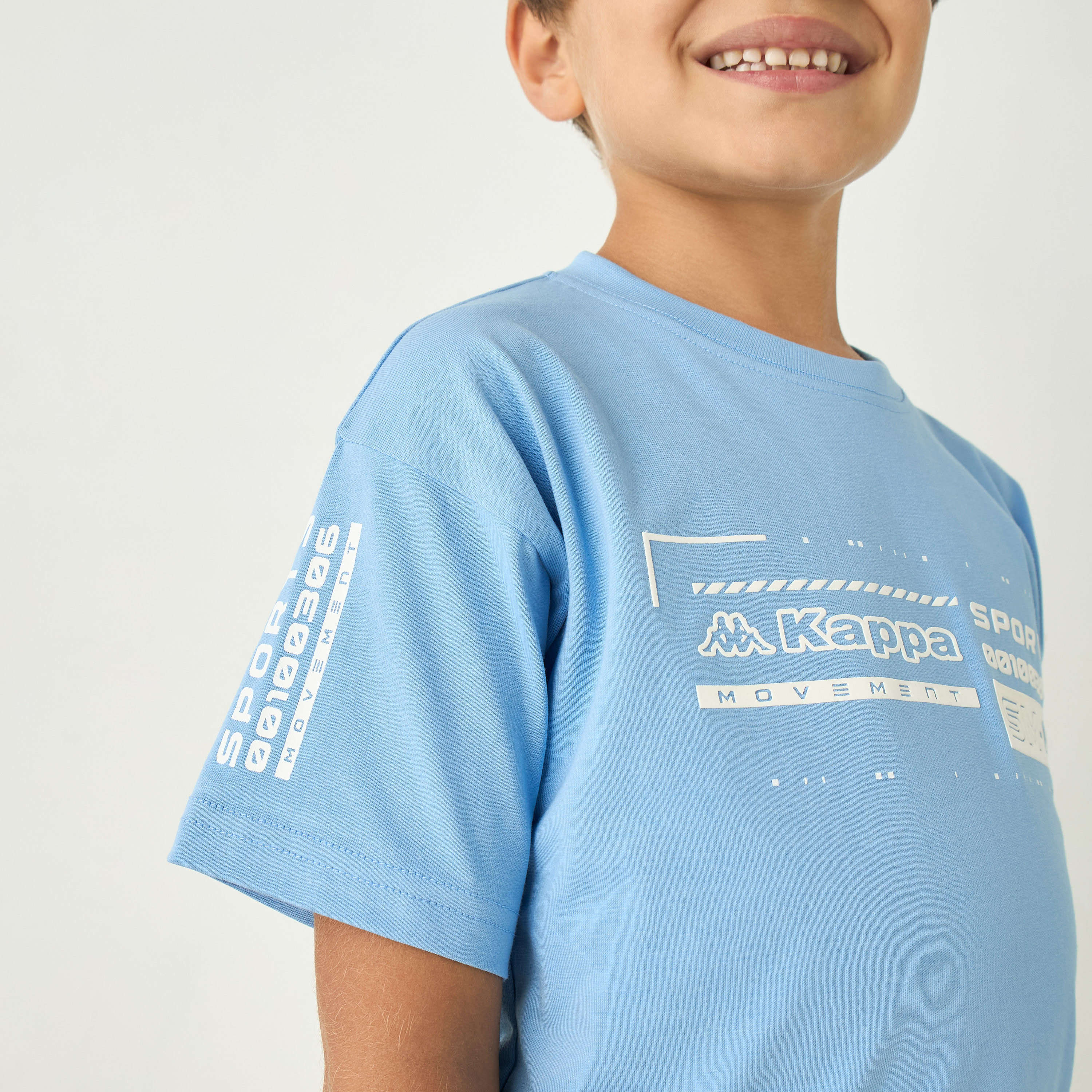 Kappa Logo Print Round Neck T-shirt with Short Sleeves-sports-boys-clothing-tops-image-4