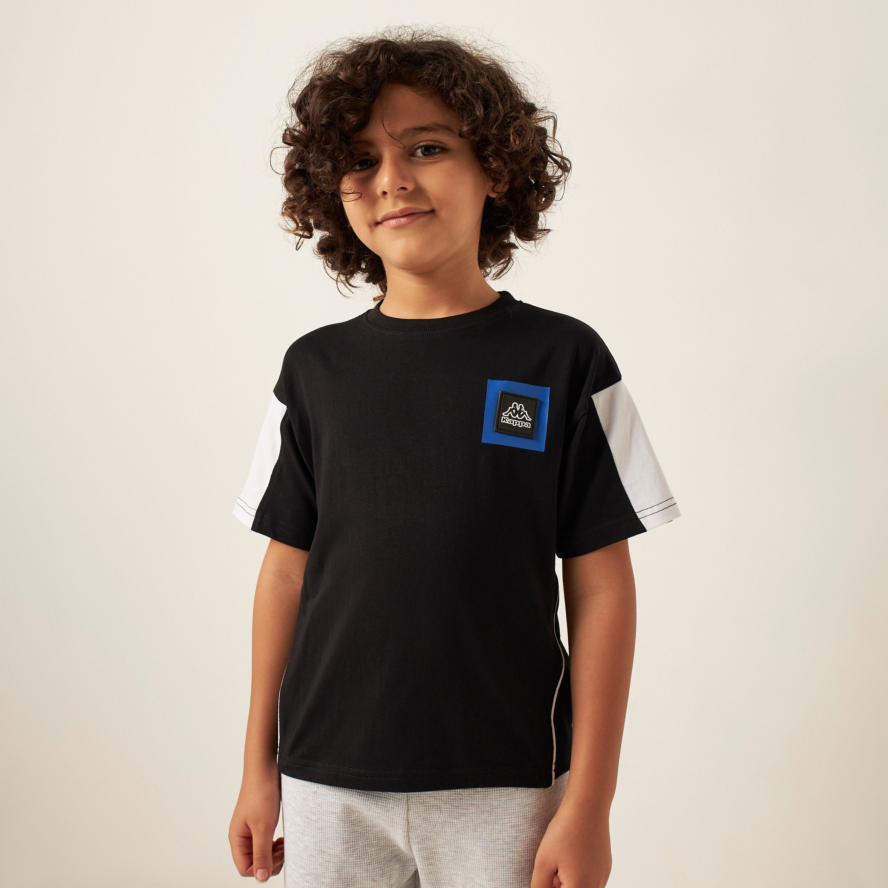 Kappa Logo Applique Crew Neck T-shirt with Short Sleeves-boys-clothing-tshirtsandpolos-image-1